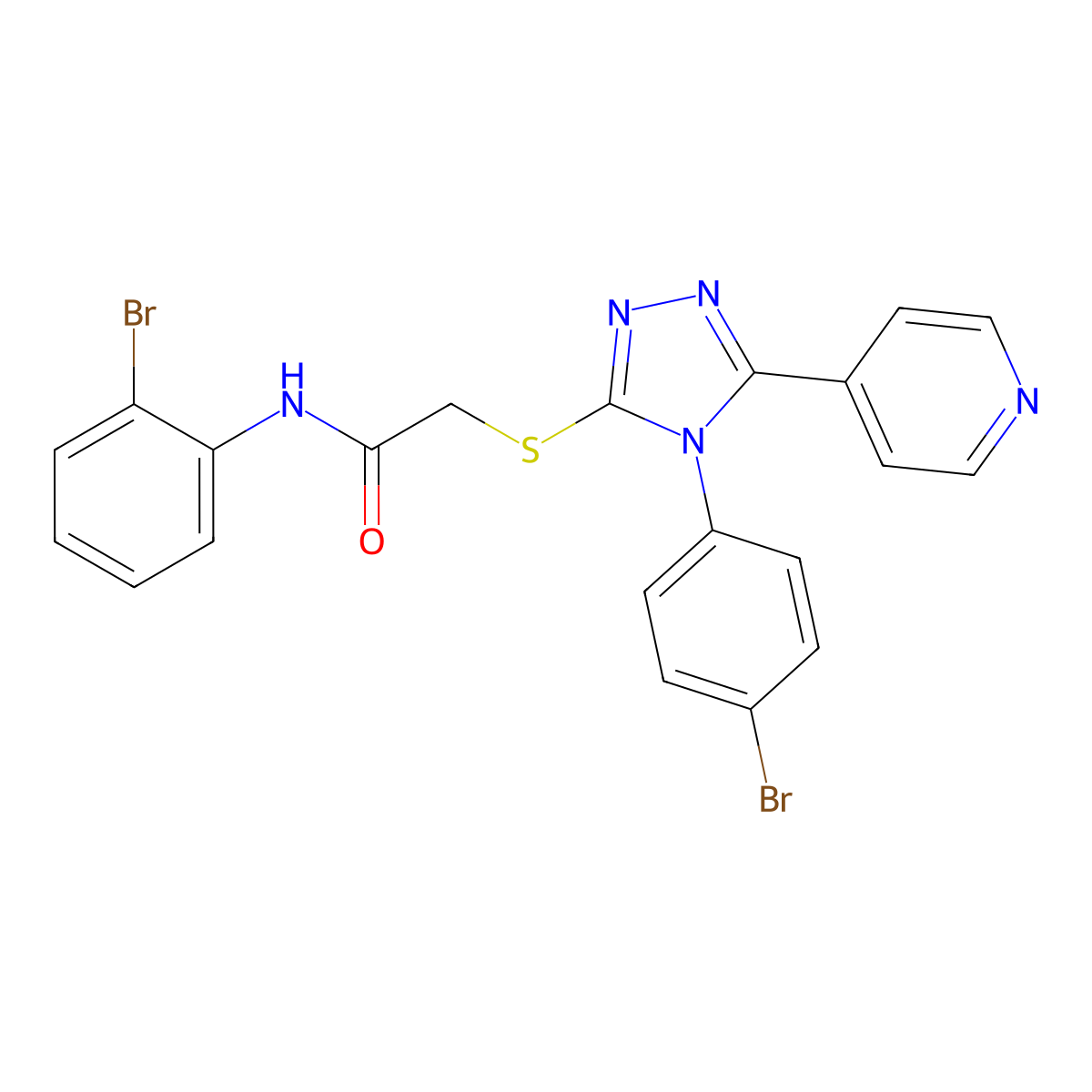 N-(2-bromophenyl)-2-{[4-(4-bromophenyl)-5-(pyridin-4-yl)-4H-1,2,4-triazol-3-yl]sulfanyl}acetamide molecular structure, CAS 499125-54-1