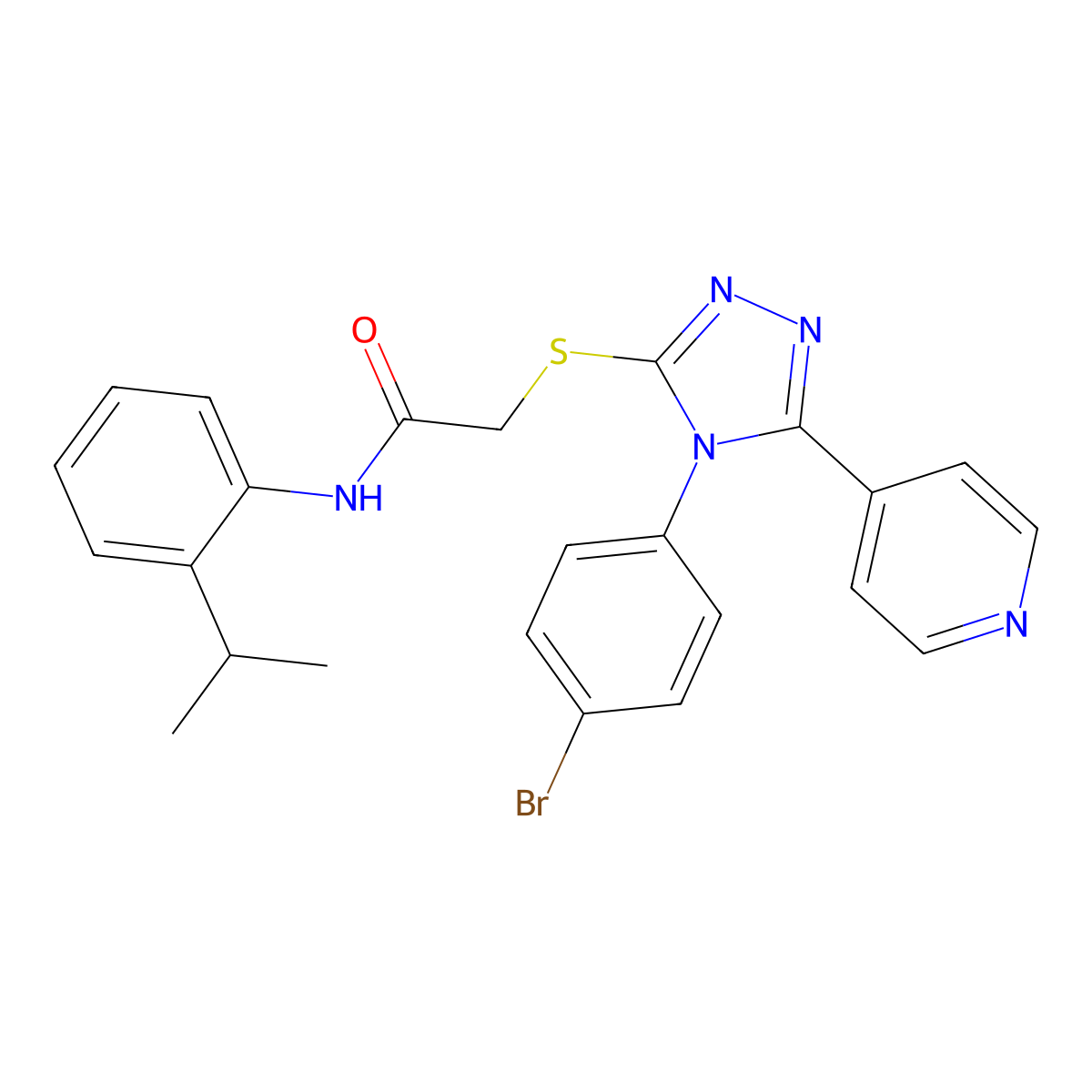 2-{[4-(4-bromophenyl)-5-(pyridin-4-yl)-4H-1,2,4-triazol-3-yl]sulfanyl}-N-[2-(propan-2-yl)phenyl]acetamide molecular structure, CAS 499125-56-3