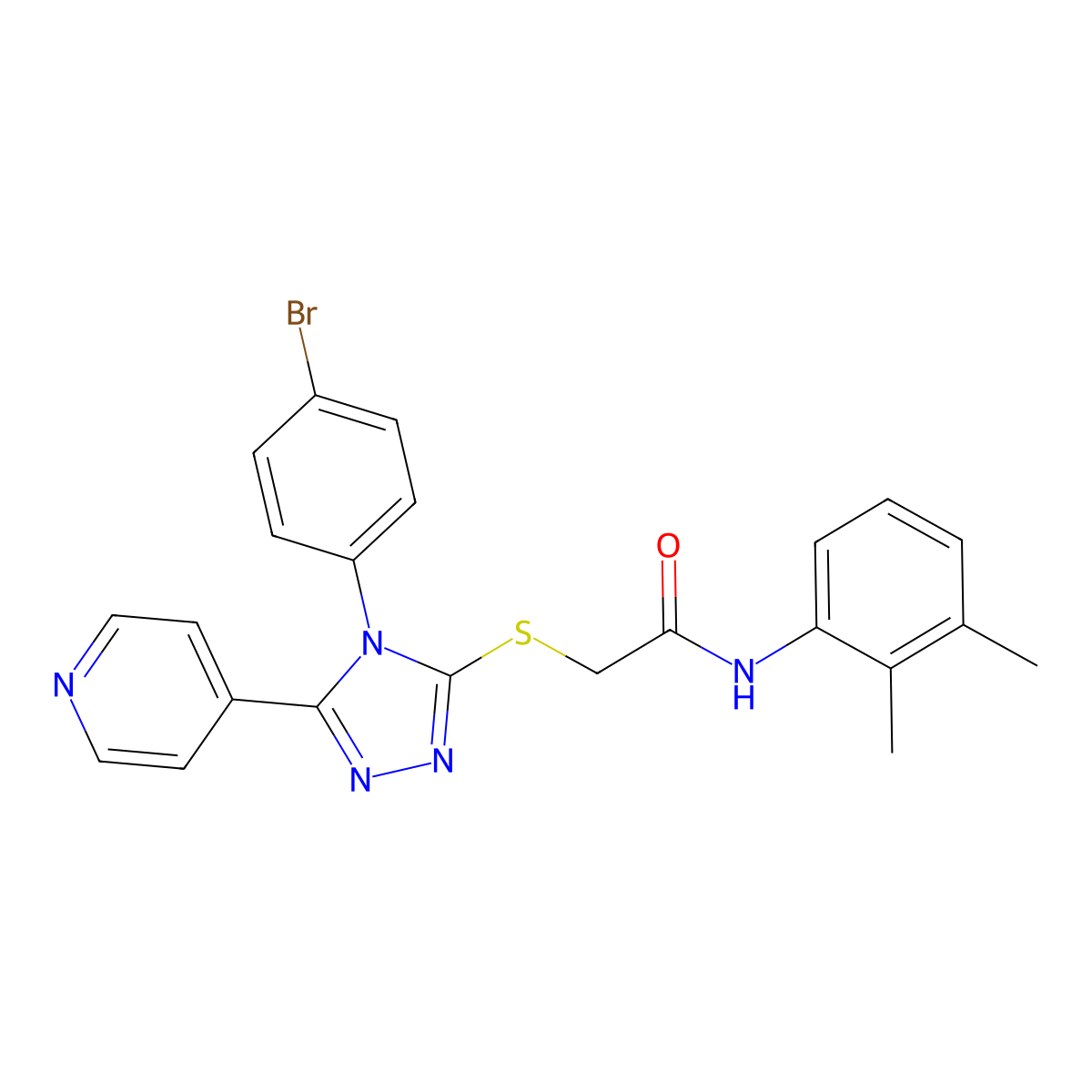 2-{[4-(4-bromophenyl)-5-(pyridin-4-yl)-4H-1,2,4-triazol-3-yl]sulfanyl}-N-(2,3-dimethylphenyl)acetamide molecular structure, CAS 499125-57-4