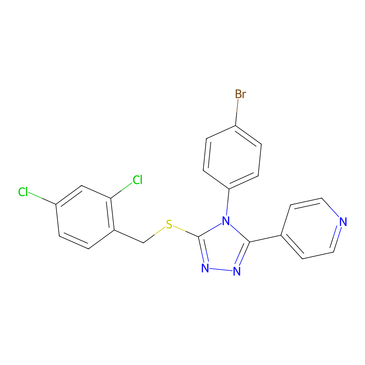 4-{4-(4-bromophenyl)-5-[(2,4-dichlorobenzyl)sulfanyl]-4H-1,2,4-triazol-3-yl}pyridine molecular structure, CAS 499125-58-5