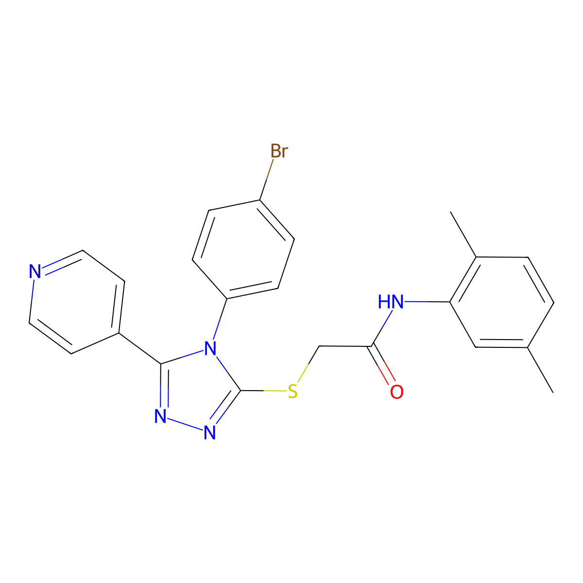 2-{[4-(4-bromophenyl)-5-(pyridin-4-yl)-4H-1,2,4-triazol-3-yl]sulfanyl}-N-(2,5-dimethylphenyl)acetamide molecular structure, CAS 499125-63-2