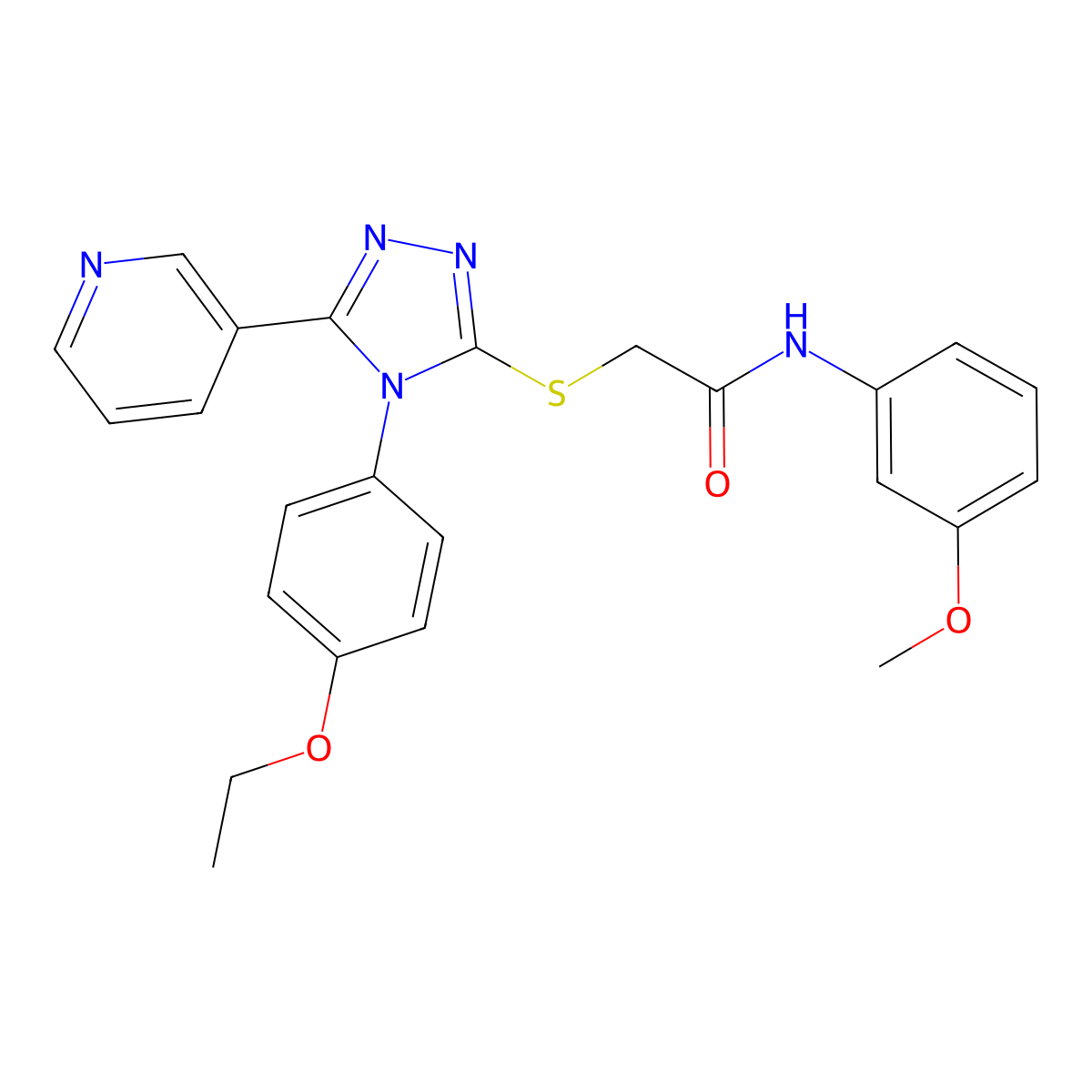 2-{[4-(4-ethoxyphenyl)-5-(pyridin-3-yl)-4H-1,2,4-triazol-3-yl]sulfanyl}-N-(3-methoxyphenyl)acetamide molecular structure, CAS 499125-67-6