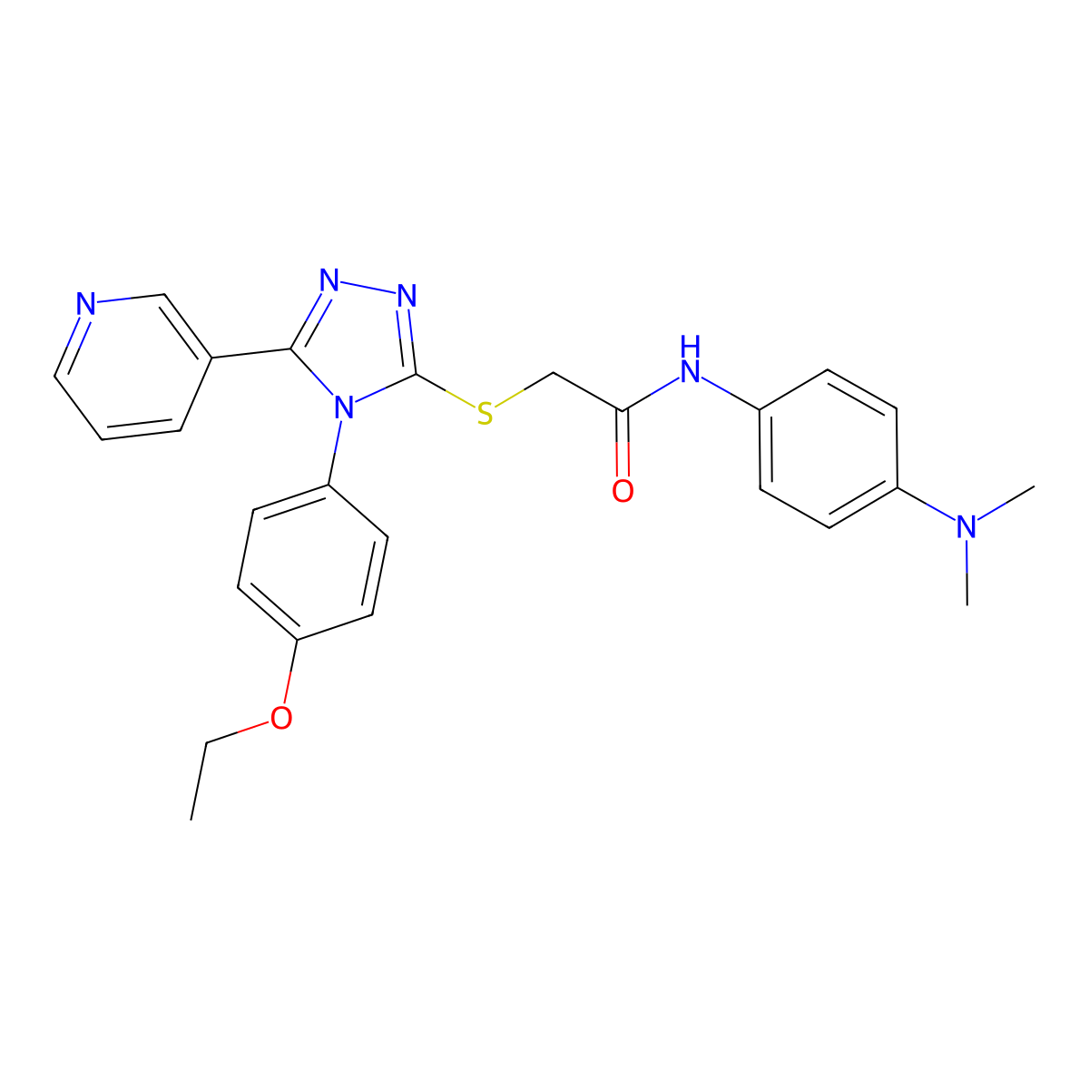 N-[4-(dimethylamino)phenyl]-2-{[4-(4-ethoxyphenyl)-5-(pyridin-3-yl)-4H-1,2,4-triazol-3-yl]sulfanyl}acetamide molecular structure, CAS 499125-70-1