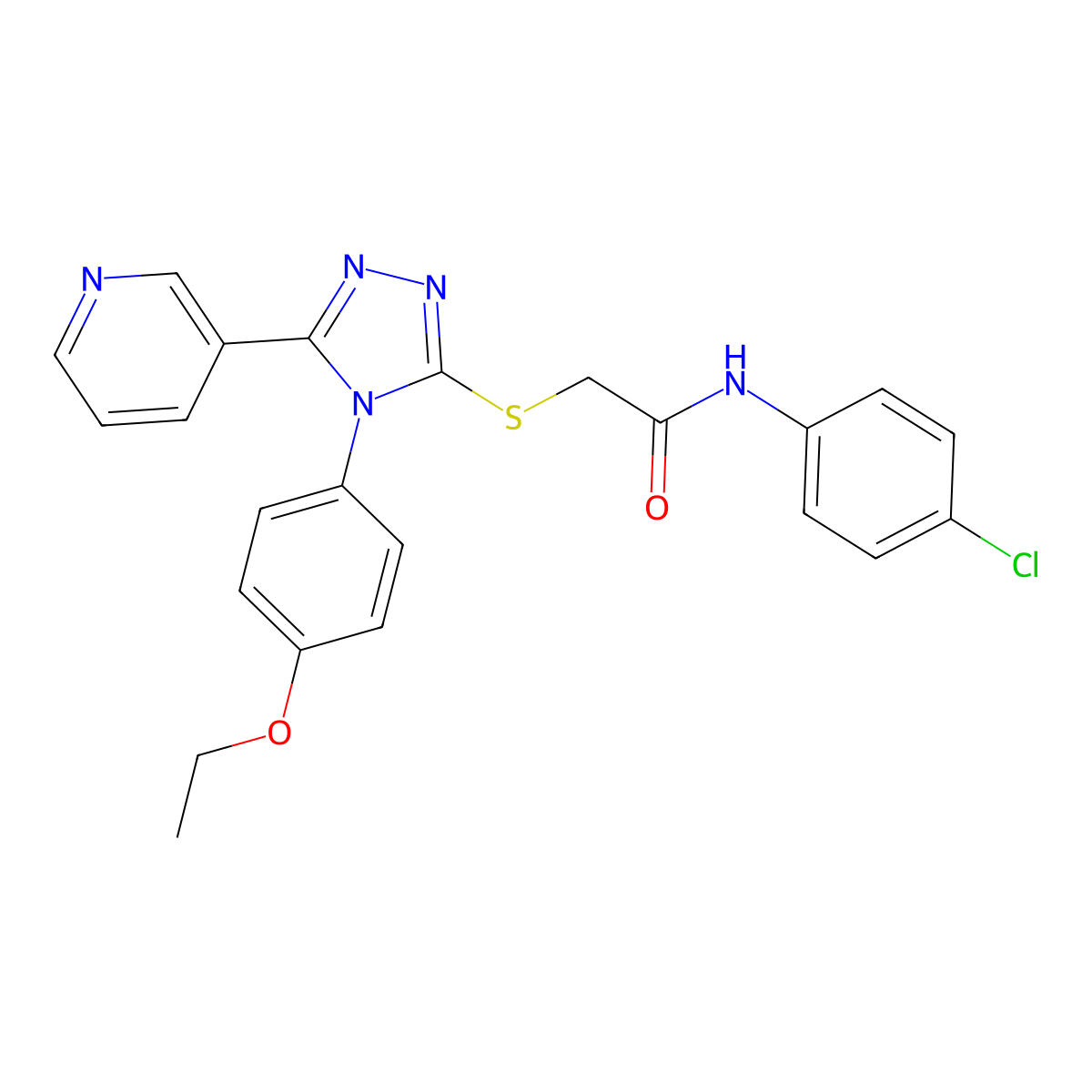 N-(4-chlorophenyl)-2-{[4-(4-ethoxyphenyl)-5-(pyridin-3-yl)-4H-1,2,4-triazol-3-yl]sulfanyl}acetamide molecular structure, CAS 499125-71-2