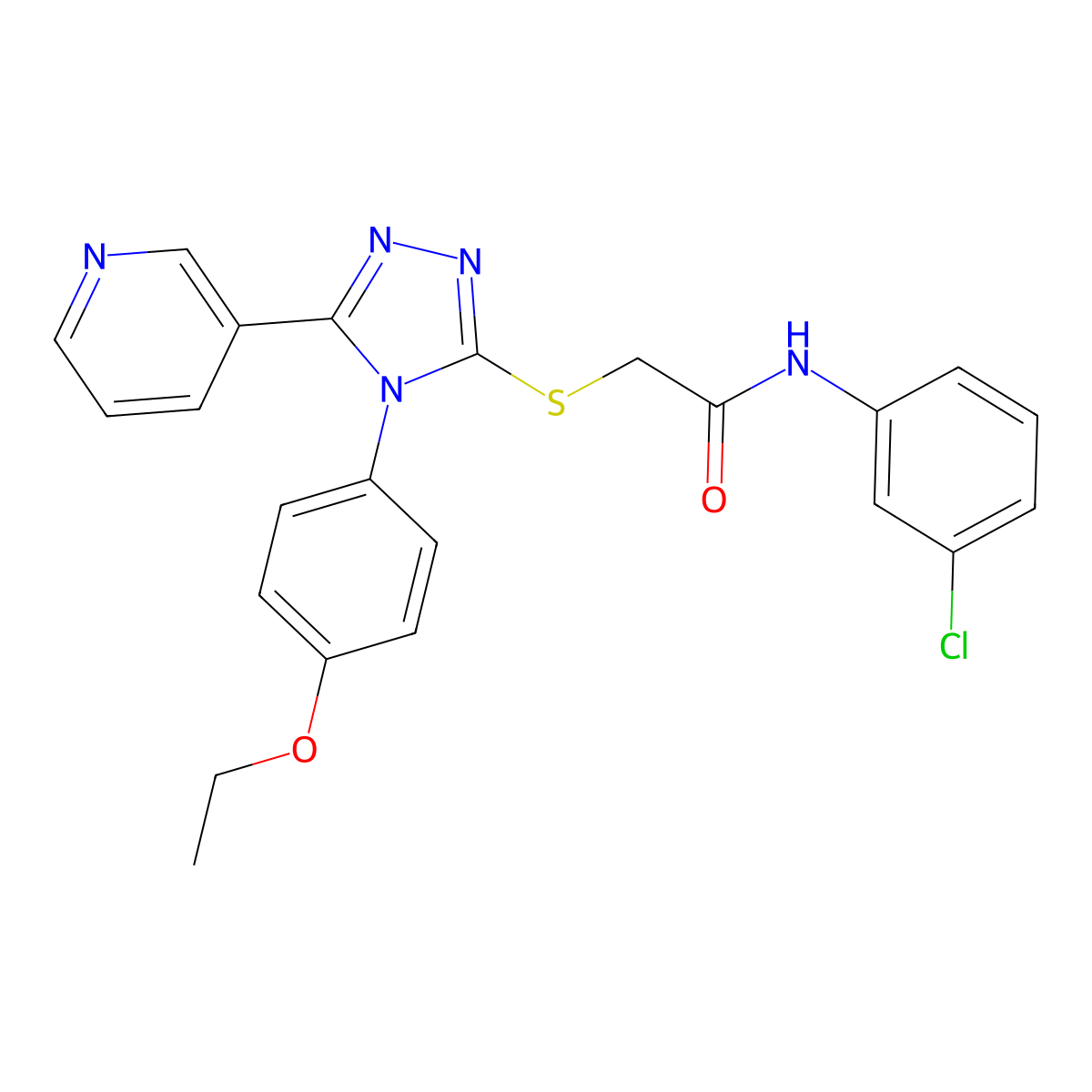 N-(3-chlorophenyl)-2-{[4-(4-ethoxyphenyl)-5-(pyridin-3-yl)-4H-1,2,4-triazol-3-yl]sulfanyl}acetamide molecular structure, CAS 499125-72-3