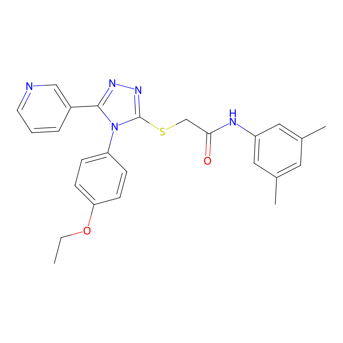 N-(3,5-dimethylphenyl)-2-{[4-(4-ethoxyphenyl)-5-(pyridin-3-yl)-4H-1,2,4-triazol-3-yl]sulfanyl}acetamide molecular structure, CAS 499125-73-4