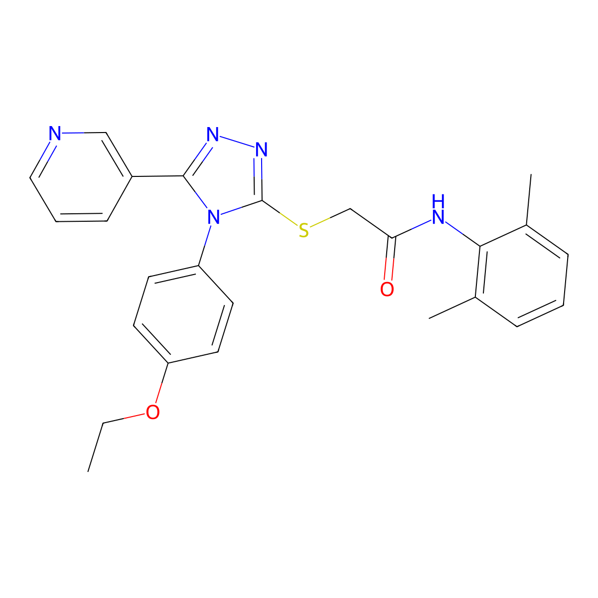 N-(2,6-dimethylphenyl)-2-{[4-(4-ethoxyphenyl)-5-(pyridin-3-yl)-4H-1,2,4-triazol-3-yl]sulfanyl}acetamide molecular structure, CAS 499125-76-7