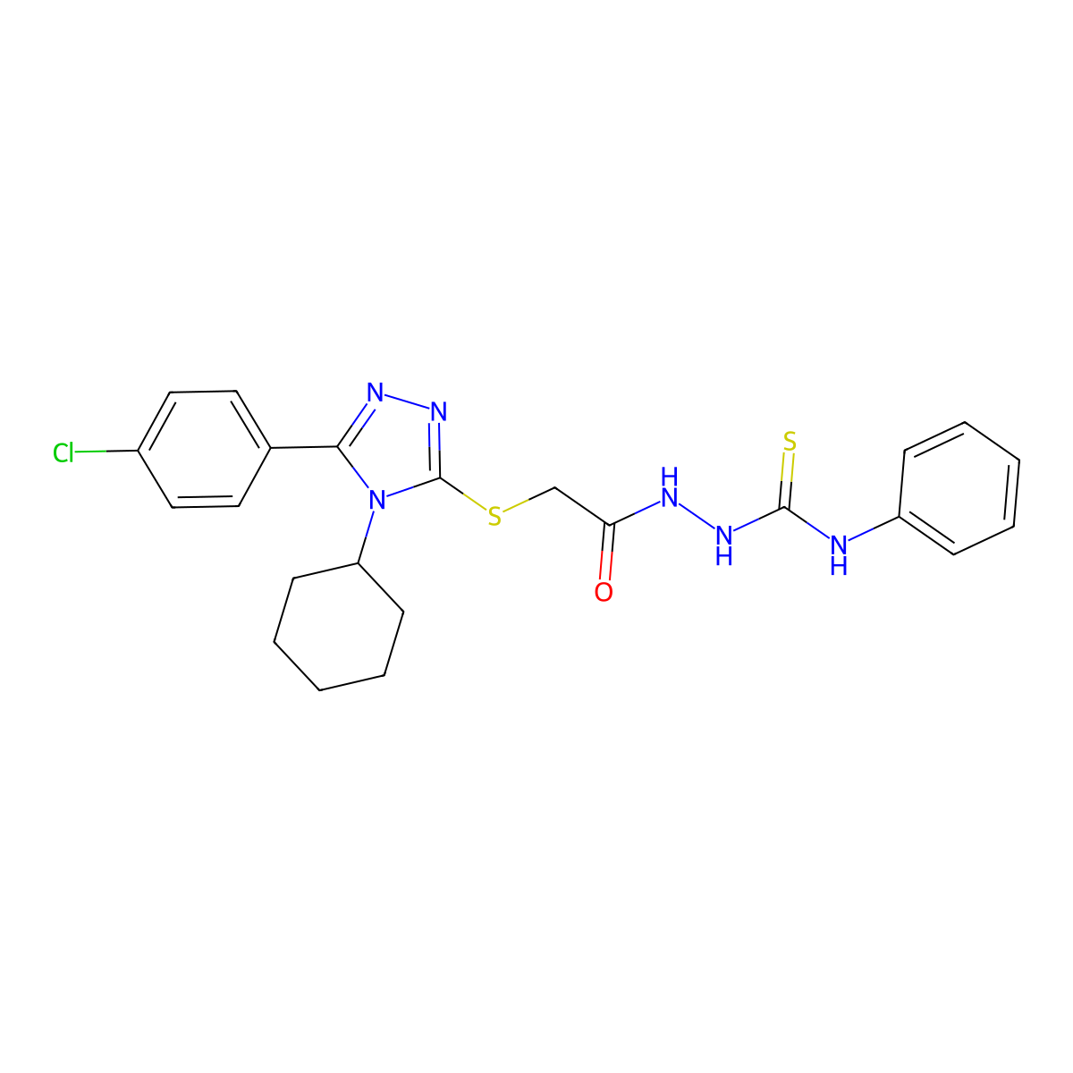 2-({[5-(4-chlorophenyl)-4-cyclohexyl-4H-1,2,4-triazol-3-yl]sulfanyl}acetyl)-N-phenylhydrazinecarbothioamide molecular structure, CAS 499125-82-5
