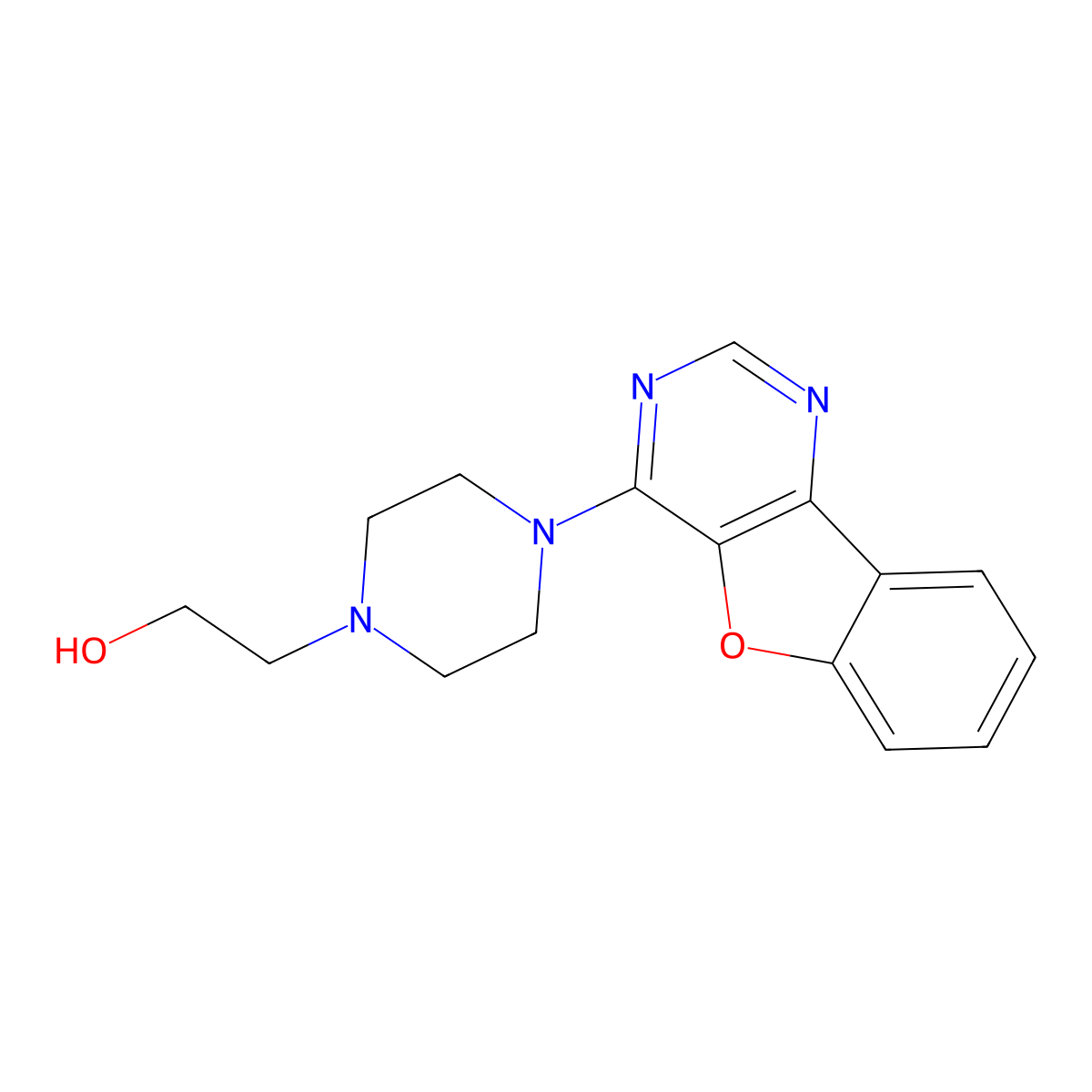 2-[4-([1]Benzofuro[3,2-d]pyrimidin-4-yl)piperazin-1-yl]ethanol molecular structure, CAS 499133-77-6