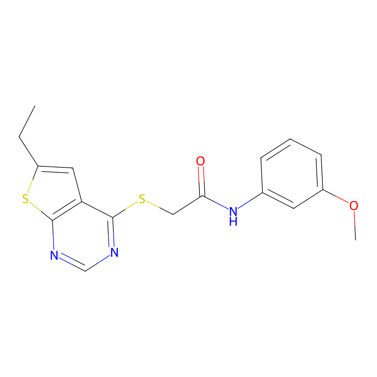 2-((6-ethylthieno[2,3-d]pyrimidin-4-yl)thio)-N-(3-methoxyphenyl)acetamide molecular structure, CAS 499133-95-8
