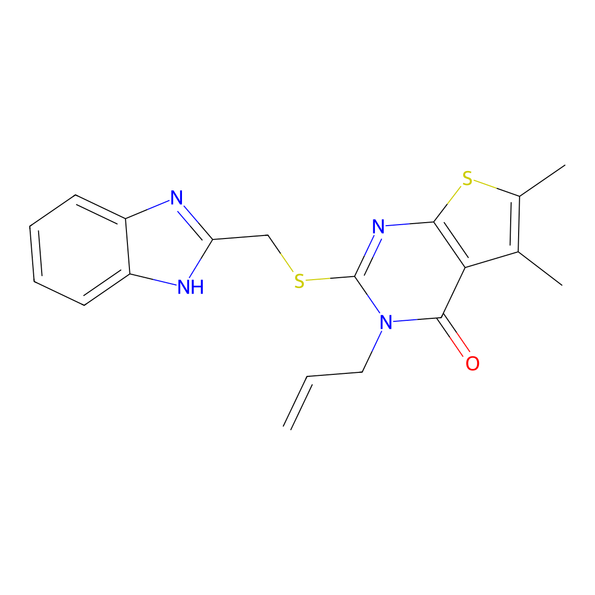 2-[(1H-benzimidazol-2-ylmethyl)sulfanyl]-5,6-dimethyl-3-(prop-2-en-1-yl)thieno[2,3-d]pyrimidin-4(3H)-one molecular structure, CAS 499134-15-5