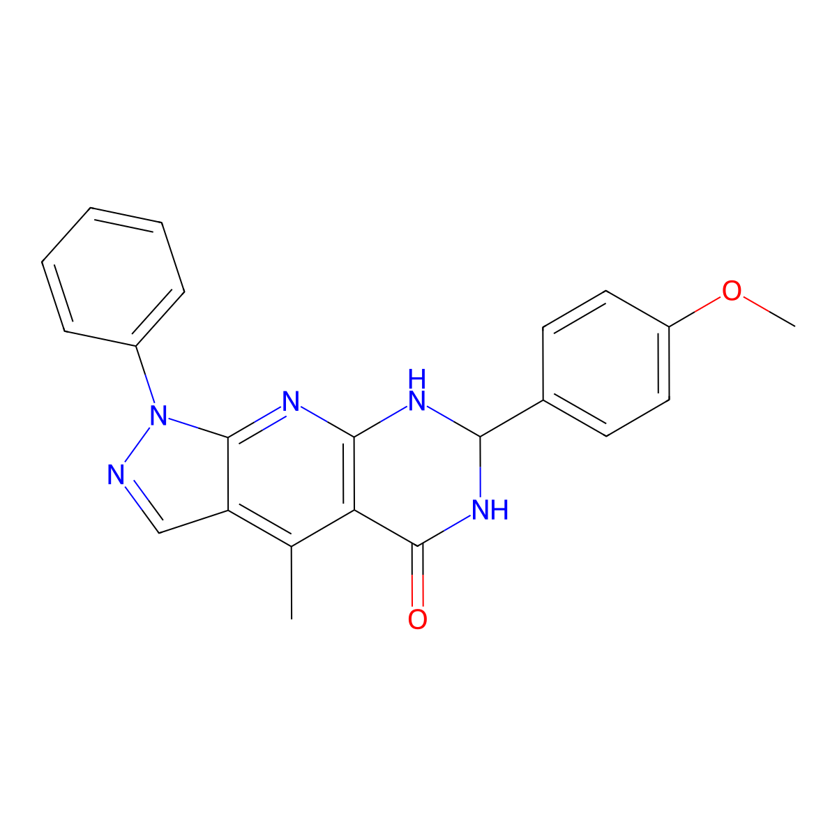 7-(4-methoxyphenyl)-4-methyl-1-phenyl-1,6,7,8-tetrahydro-5H-pyrazolo[4',3':5,6]pyrido[2,3-d]pyrimidin-5-one molecular structure, CAS 499140-76-0