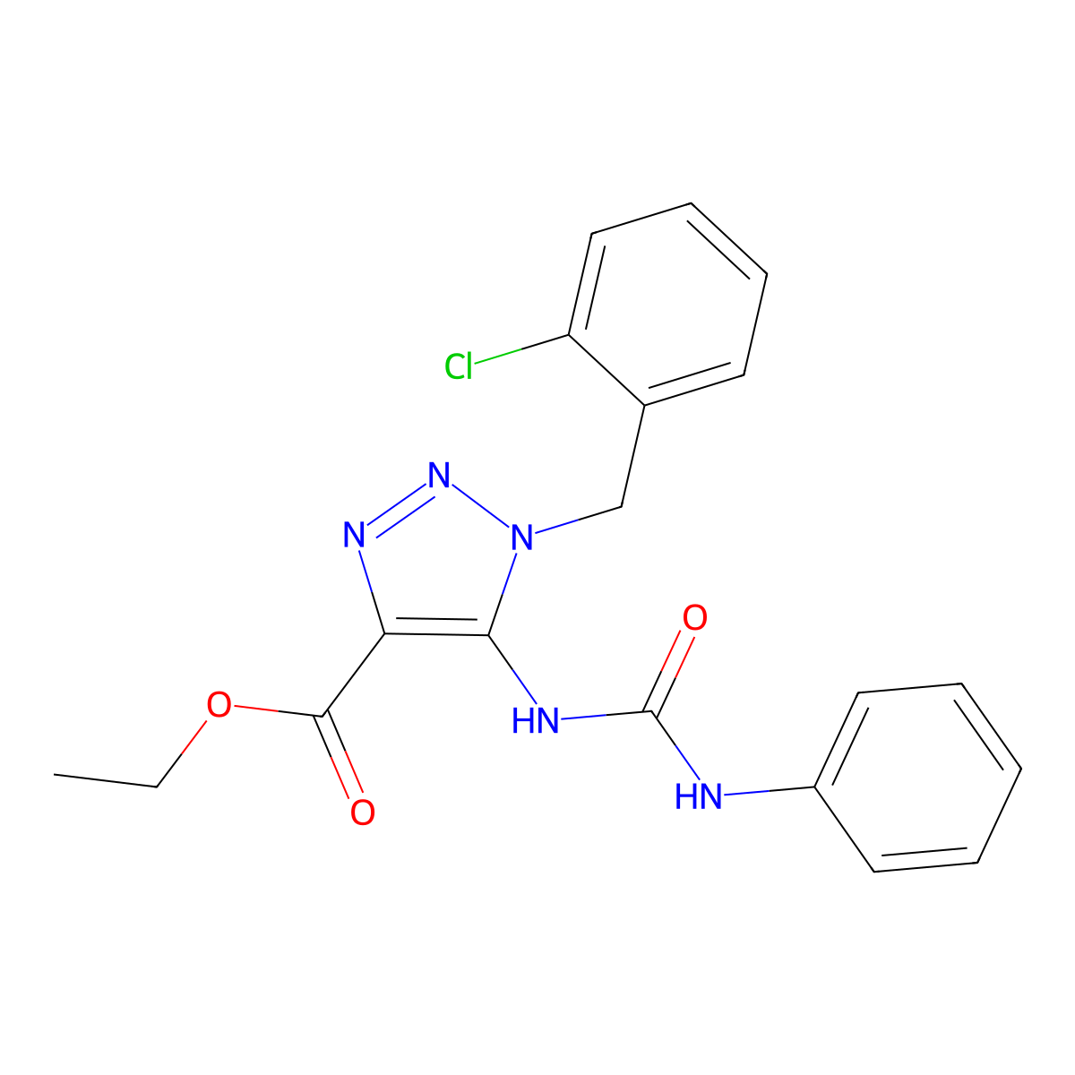 ethyl 5-[(anilinocarbonyl)amino]-1-(2-chlorobenzyl)-1H-1,2,3-triazole-4-carboxylate molecular structure, CAS 499140-84-0