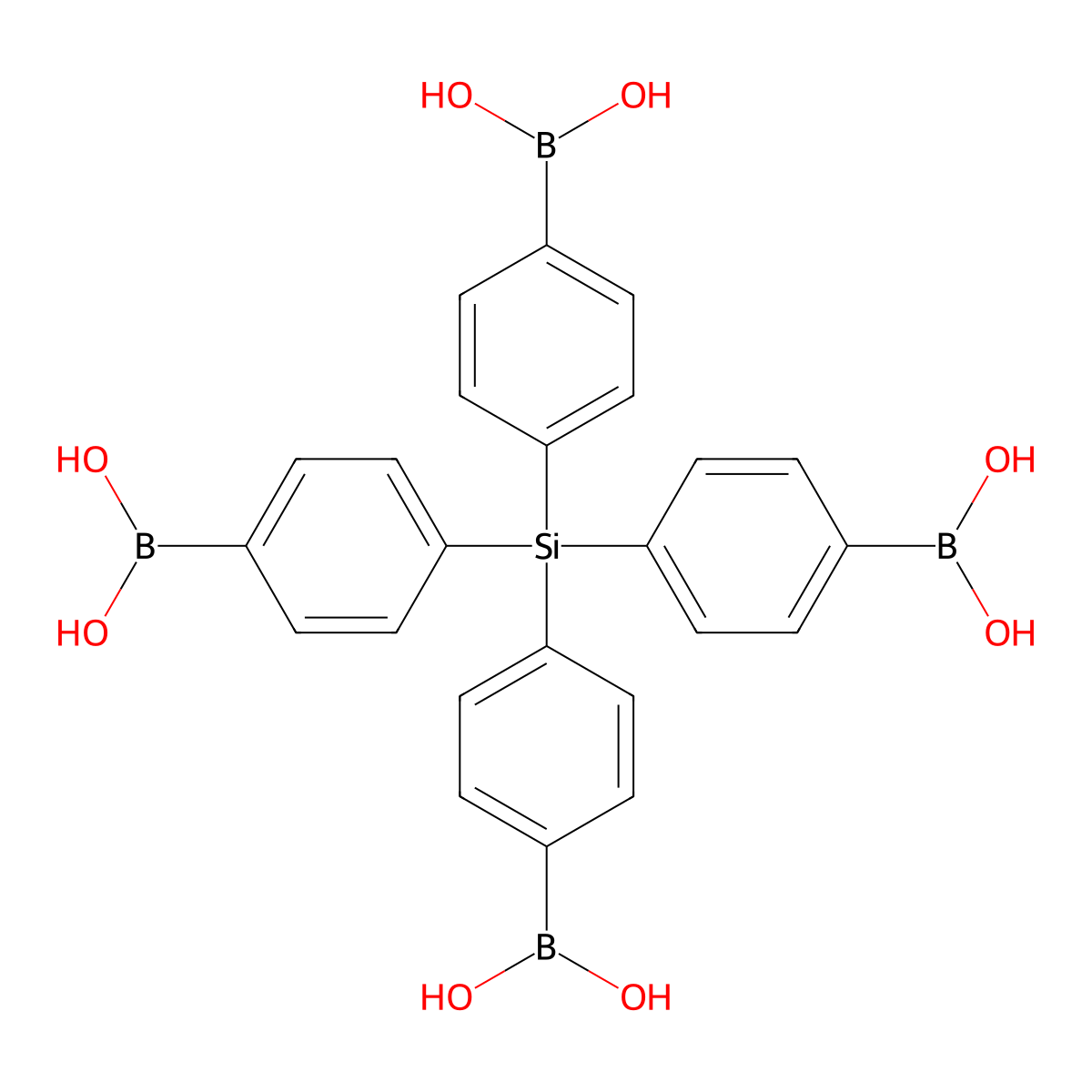 Tetrakis[(4-dihydroxyboryl)phenyl]silane molecular structure, CAS 499142-74-4