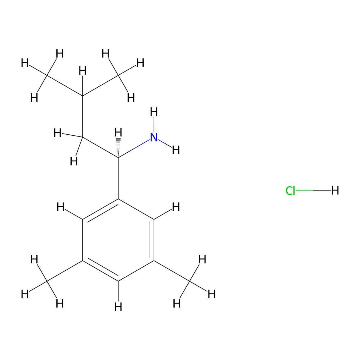 (R)-1-(3,5-Dimethylphenyl)-3-methylbutan-1-amine hydrochloride molecular structure, CAS 499157-78-7