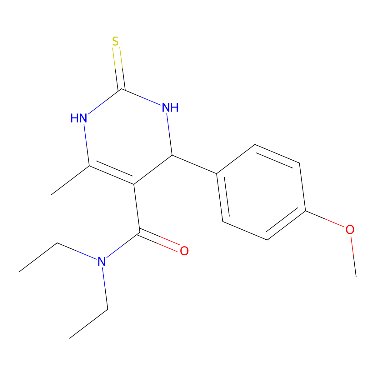 N,N-diethyl-4-(4-methoxyphenyl)-6-methyl-2-thioxo-1,2,3,4-tetrahydropyrimidine-5-carboxamide molecular structure, CAS 499184-04-2