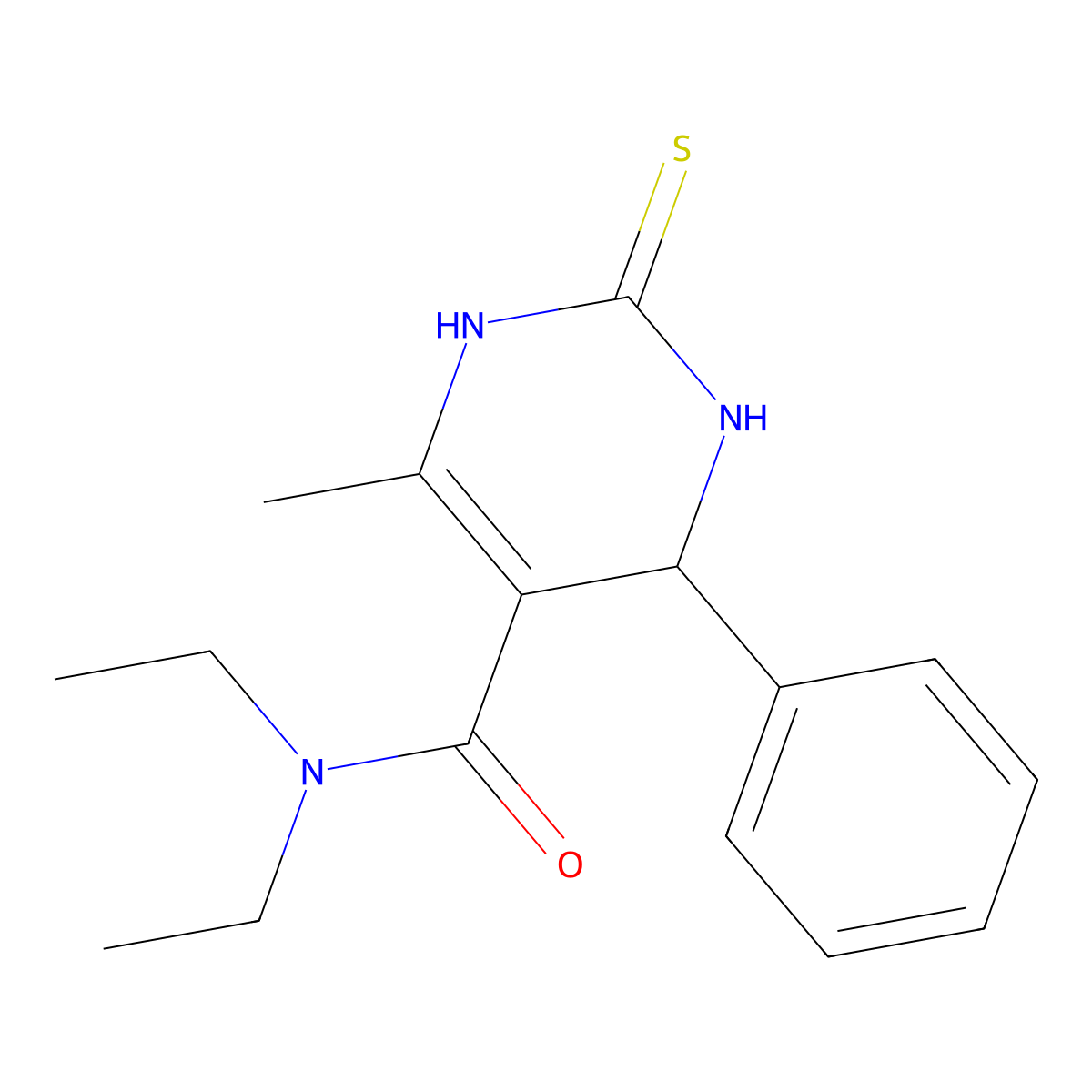 N,N-Diethyl-6-methyl-4-phenyl-2-sulfanylidene-1,2,3,4-tetrahydropyrimidine-5-carboxamide molecular structure, CAS 499184-06-4