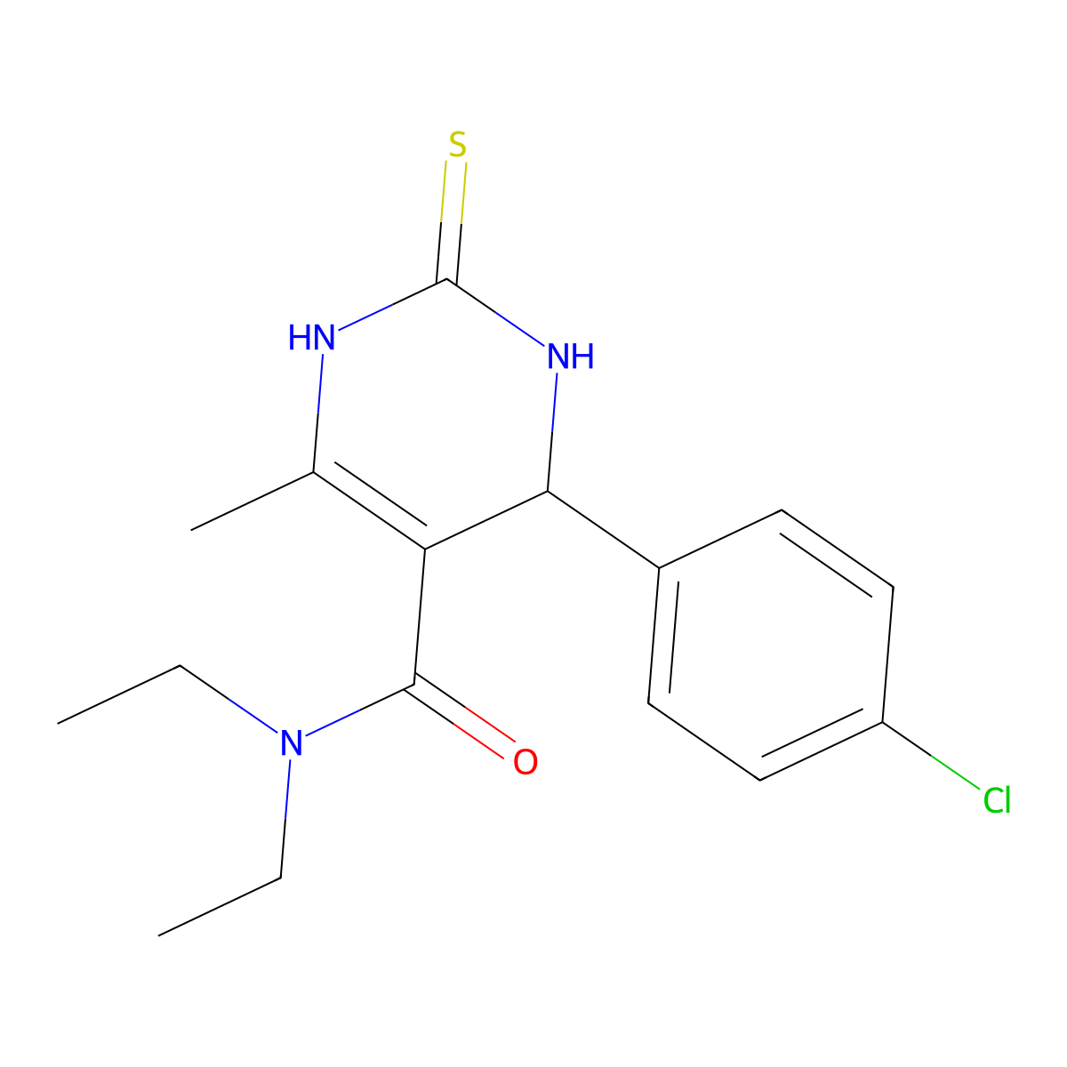 4-(4-chlorophenyl)-N,N-diethyl-6-methyl-2-thioxo-1,2,3,4-tetrahydropyrimidine-5-carboxamide molecular structure, CAS 499184-08-6