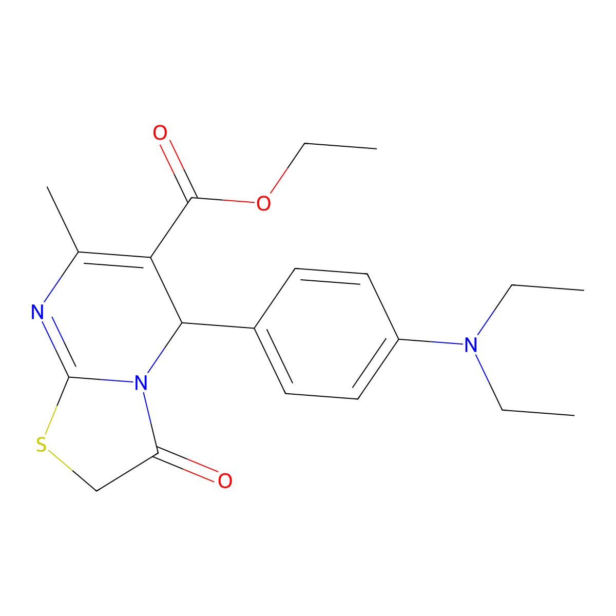 ethyl 5-(4-(diethylamino)phenyl)-7-methyl-3-oxo-3,5-dihydro-2H-thiazolo[3,2-a]pyrimidine-6-carboxylate molecular structure, CAS 499184-79-1