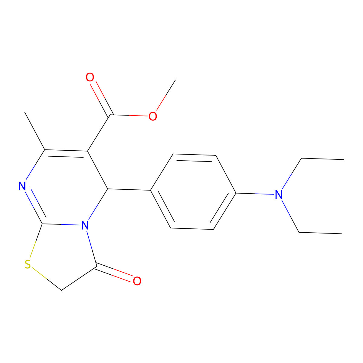 methyl 5-(4-(diethylamino)phenyl)-7-methyl-3-oxo-3,5-dihydro-2H-thiazolo[3,2-a]pyrimidine-6-carboxylate molecular structure, CAS 499184-81-5