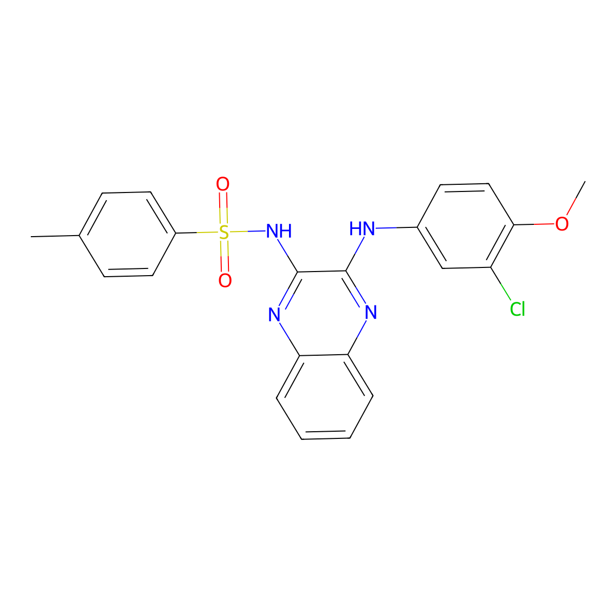 N-[3-(3-chloro-4-methoxyanilino)-2-quinoxalinyl]-4-methylbenzenesulfonamide molecular structure, CAS 499185-28-3