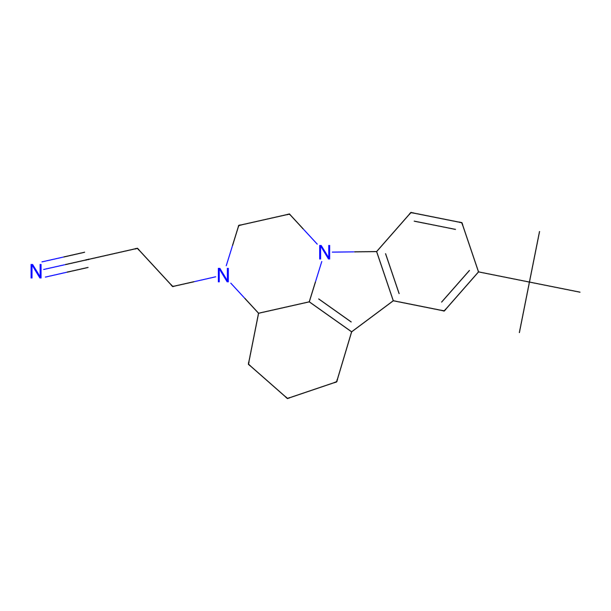 3-(8-tert-Butyl-1,2,3a,4,5,6-hexahydropyrazino [3,2,1-jk]carbazol-3-yl)propionitrile molecular structure, CAS 499189-65-0