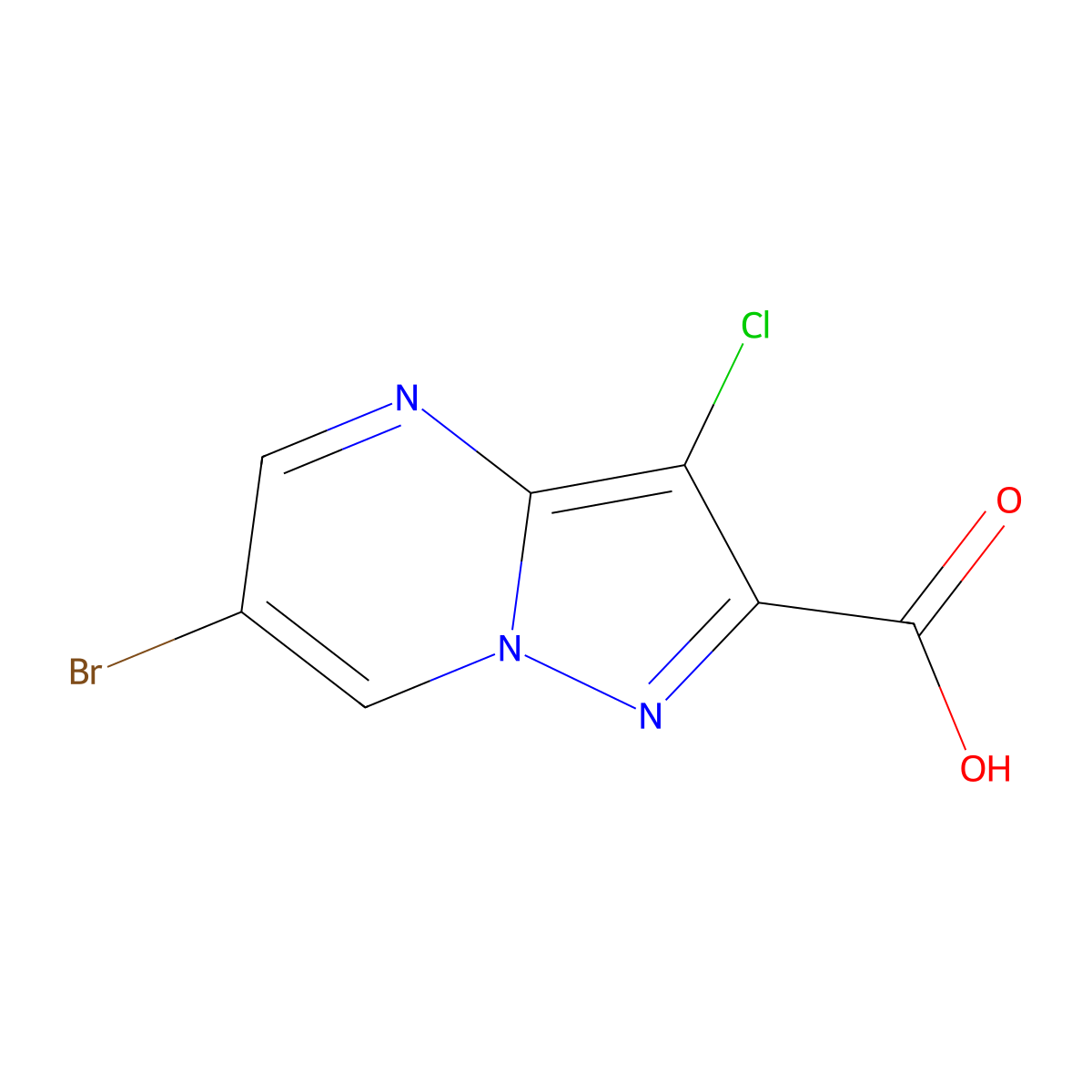 6-Bromo-3-chloropyrazolo[1,5-a]pyrimidine-2-carboxylic acid molecular structure, CAS 499190-16-8