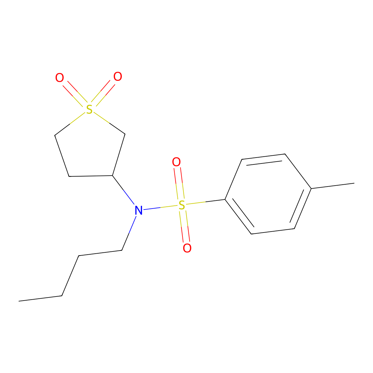 3-{Butyl[(4-methylphenyl)sulfonyl]amino}thiolane-1,1-dione molecular structure, CAS 499190-26-0