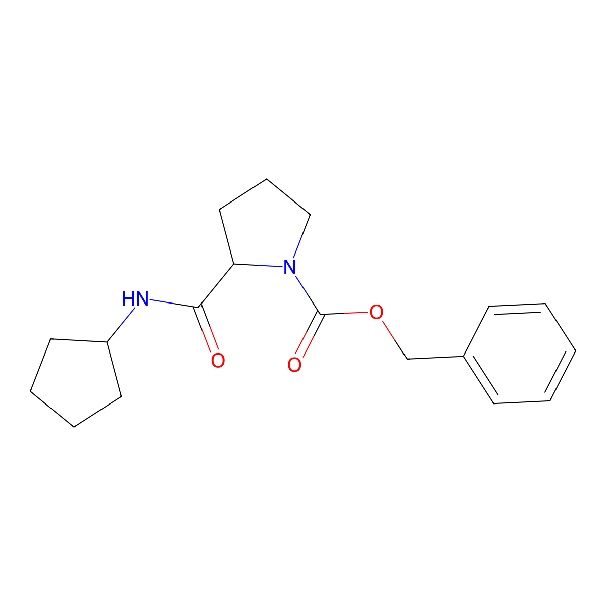 Benzyl 2-(cyclopentylcarbamoyl)pyrrolidine-1-carboxylate molecular structure, CAS 499191-90-1