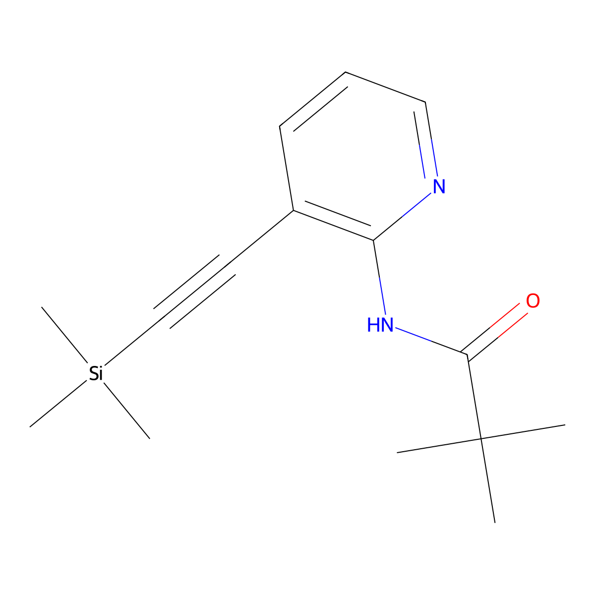 N-(3-((trimethylsilyl)ethynyl)pyridin-2-yl)pivalamide molecular structure, CAS 499193-46-3