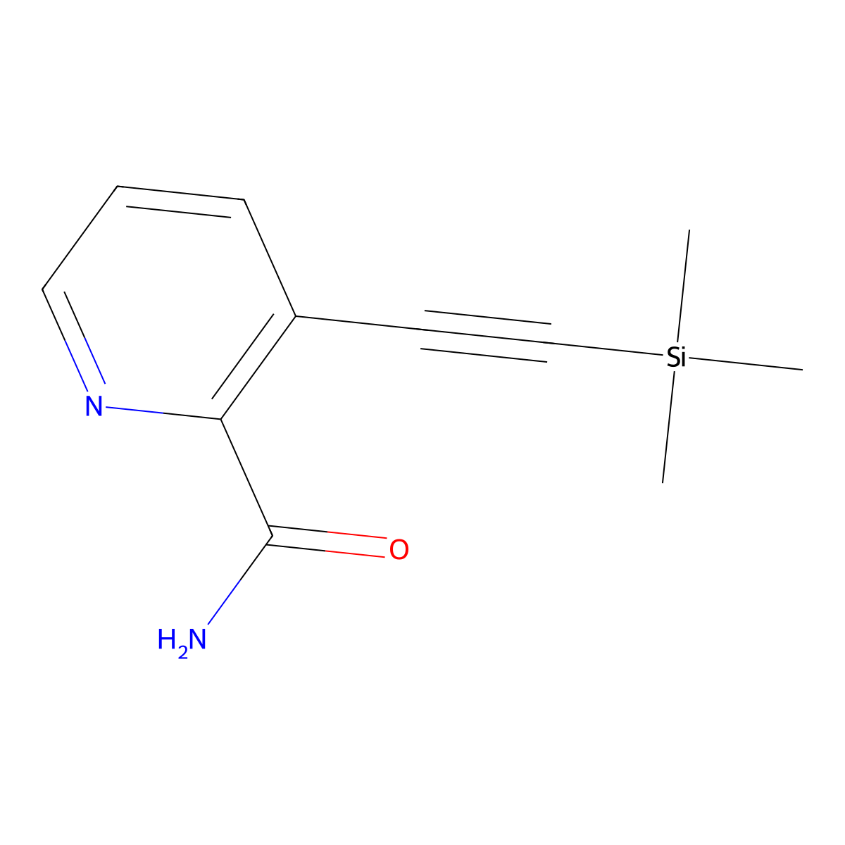 3-Trimethylsilanylethynyl-pyridine-2-carboxylic acid amide molecular structure, CAS 499193-54-3