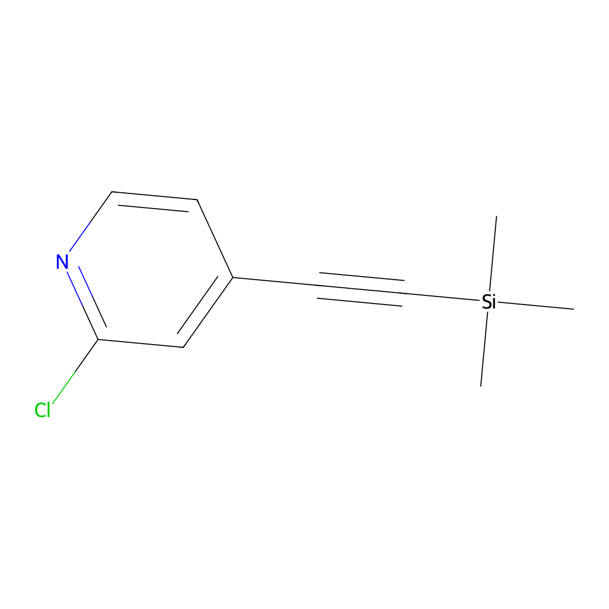 2-Chloro-4-(2-(trimethylsilyl)ethynyl)pyridine molecular structure, CAS 499193-57-6