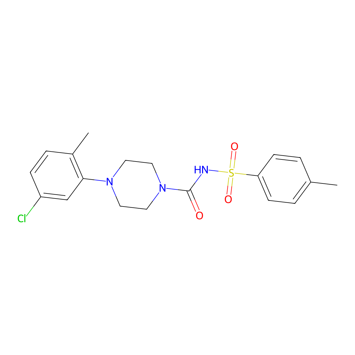 (4-(5-Chloro-2-methylphenyl)piperazinyl)-N-((4-methylphenyl)sulfonyl)formamide molecular structure, CAS 499197-58-9