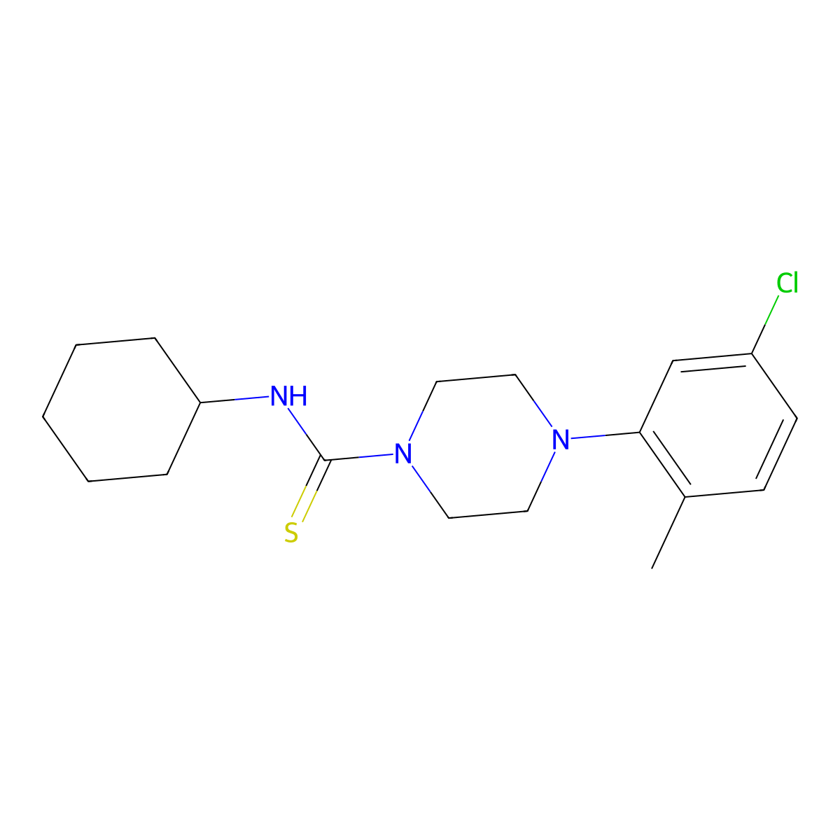 4-(5-chloro-2-methylphenyl)-N-cyclohexylpiperazine-1-carbothioamide molecular structure, CAS 499197-62-5