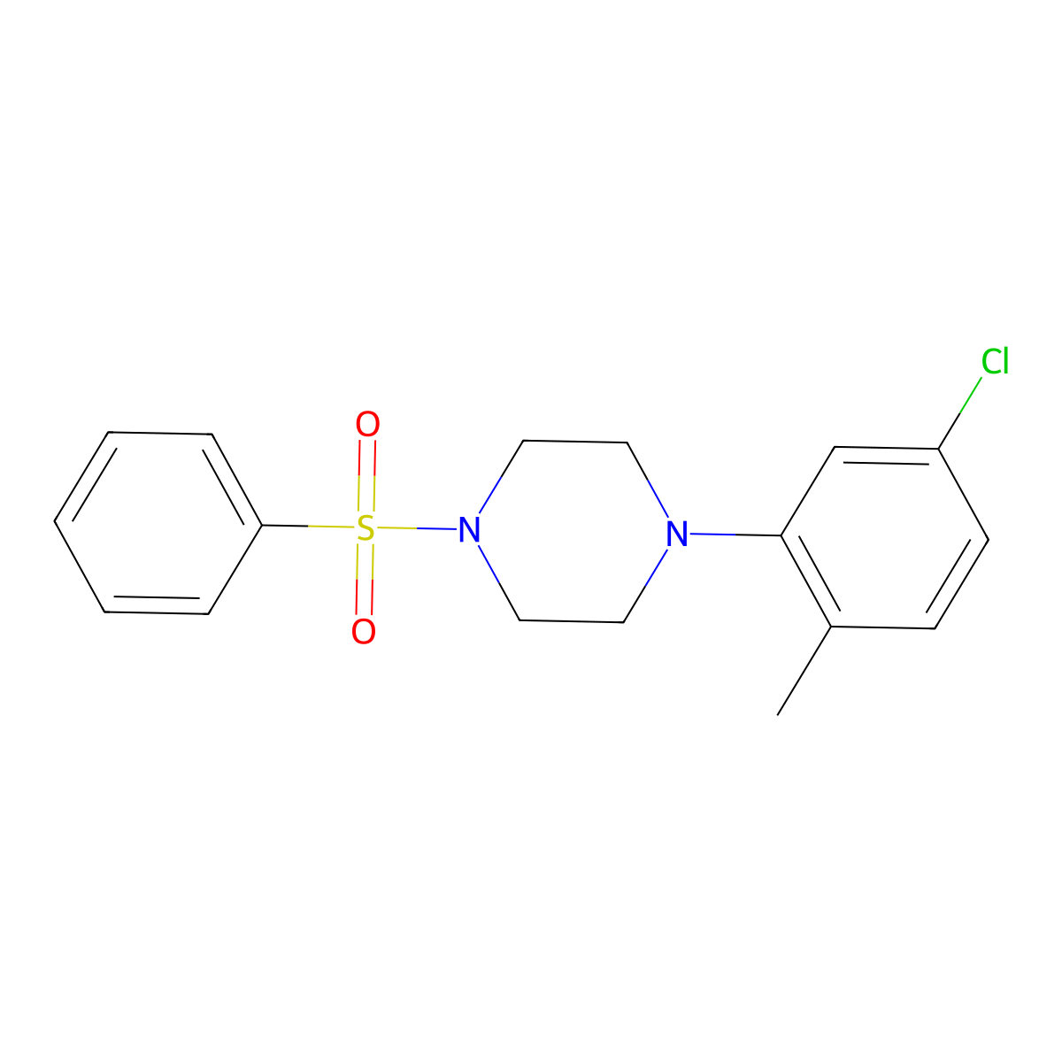4-(5-Chloro-2-methylphenyl)-1-(phenylsulfonyl)piperazine molecular structure, CAS 499197-63-6