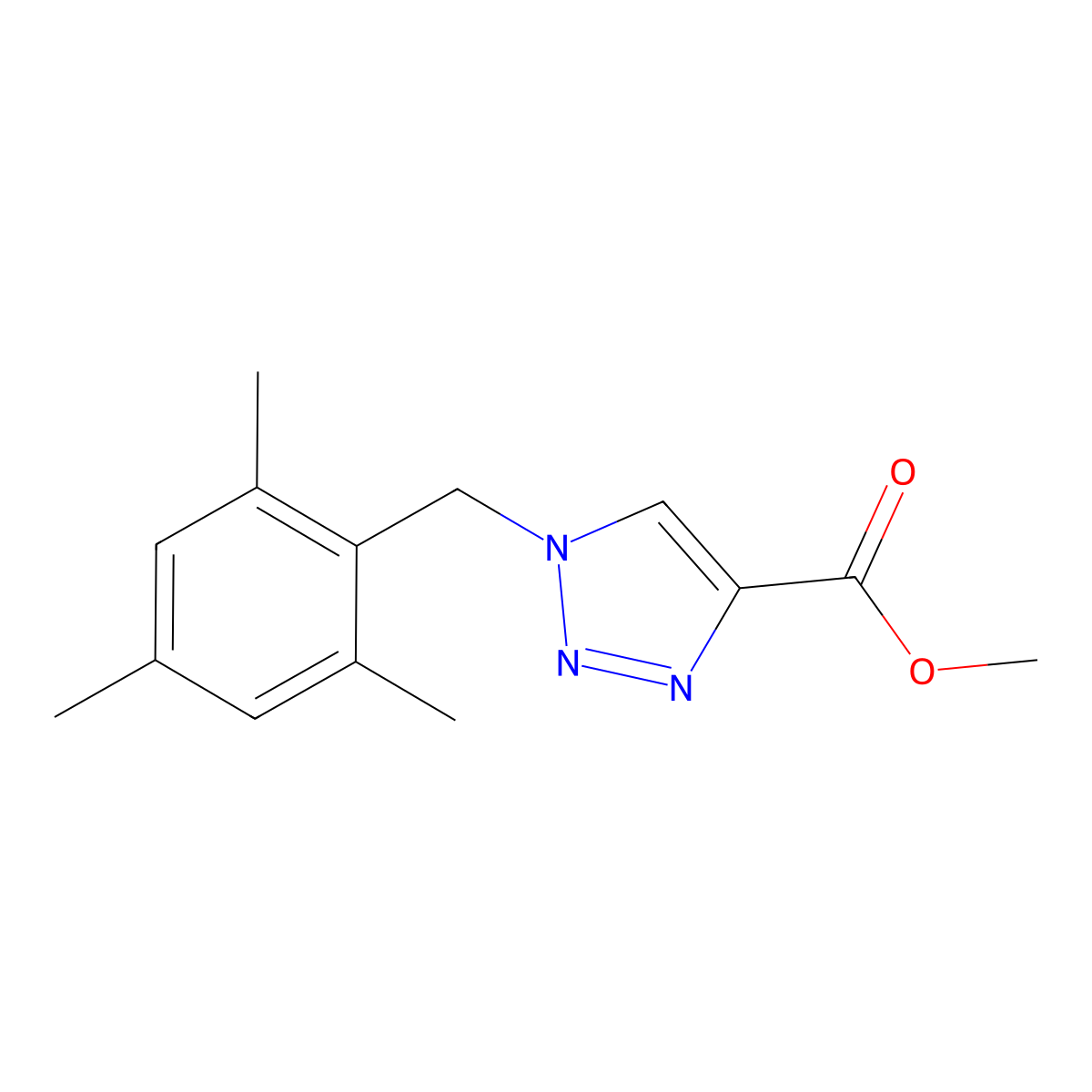 methyl 1-[(2,4,6-trimethylphenyl)methyl]-1H-1,2,3-triazole-4-carboxylate molecular structure, CAS 499197-66-9
