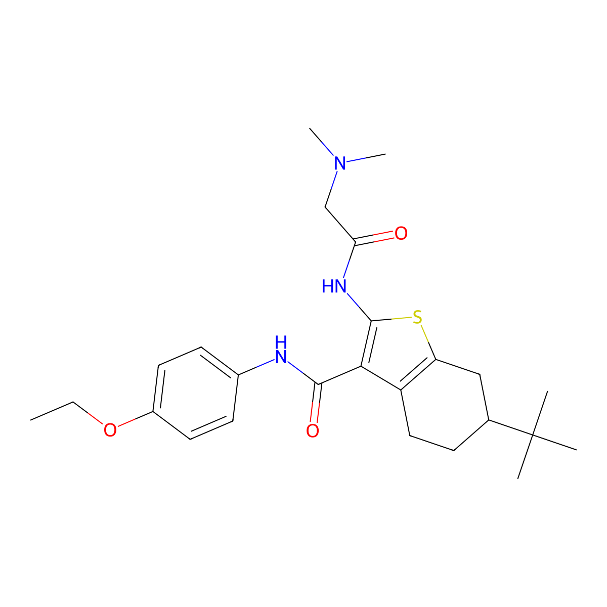 6-tert-butyl-2-[[2-(dimethylamino)acetyl]amino]-N-(4-ethoxyphenyl)-4,5,6,7-tetrahydro-1-benzothiophene-3-carboxamide molecular structure, CAS 499198-64-0