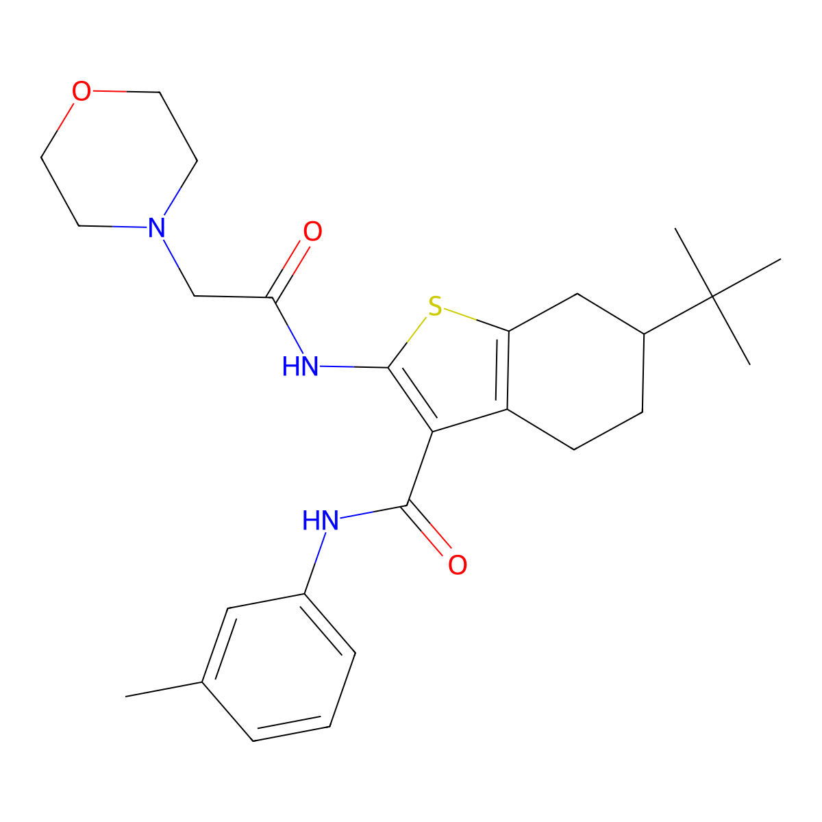 6-tert-butyl-N-(3-methylphenyl)-2-[(2-morpholin-4-ylacetyl)amino]-4,5,6,7-tetrahydro-1-benzothiophene-3-carboxamide molecular structure, CAS 499198-66-2