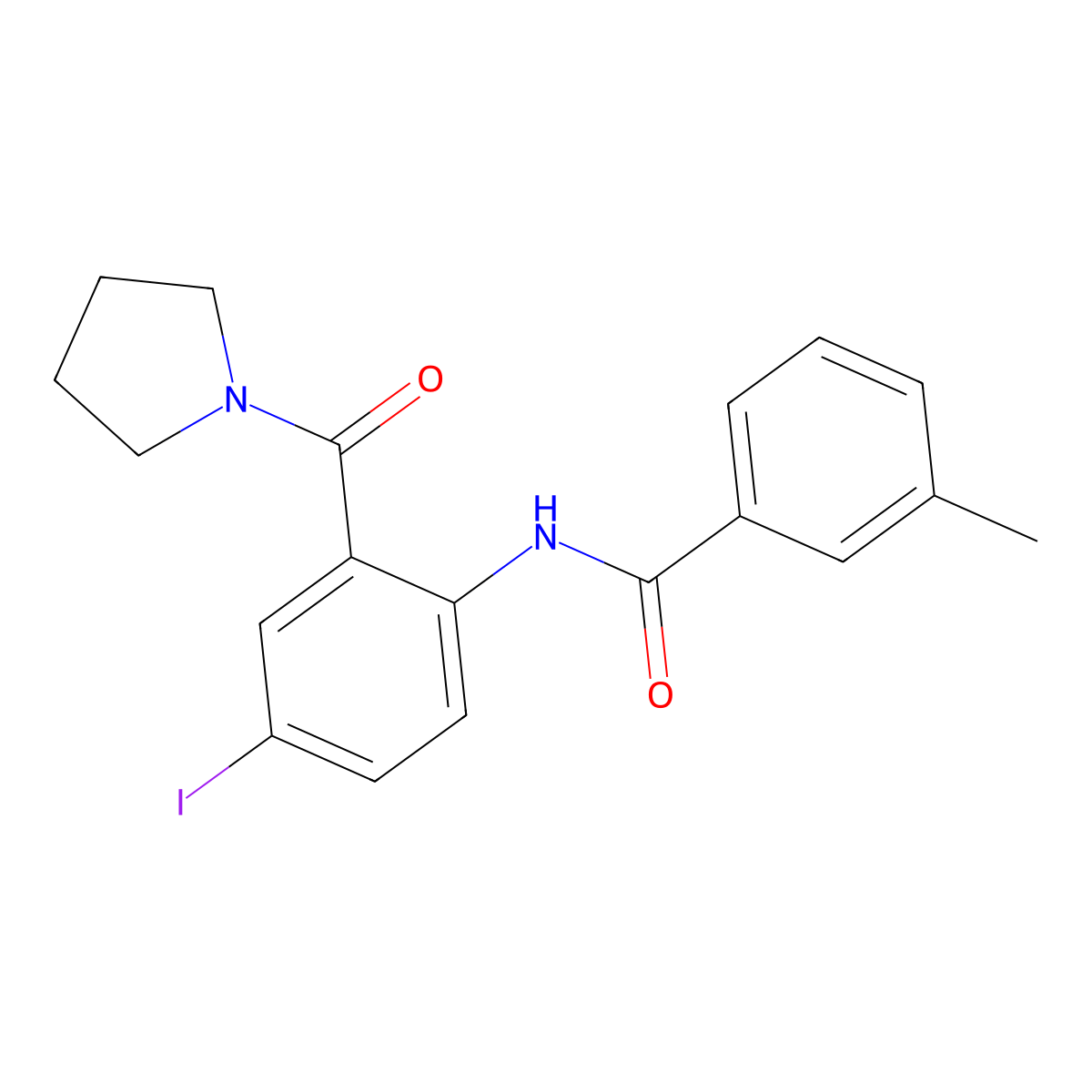 N-[4-iodo-2-(pyrrolidine-1-carbonyl)phenyl]-3-methylbenzamide molecular structure, CAS 499198-77-5