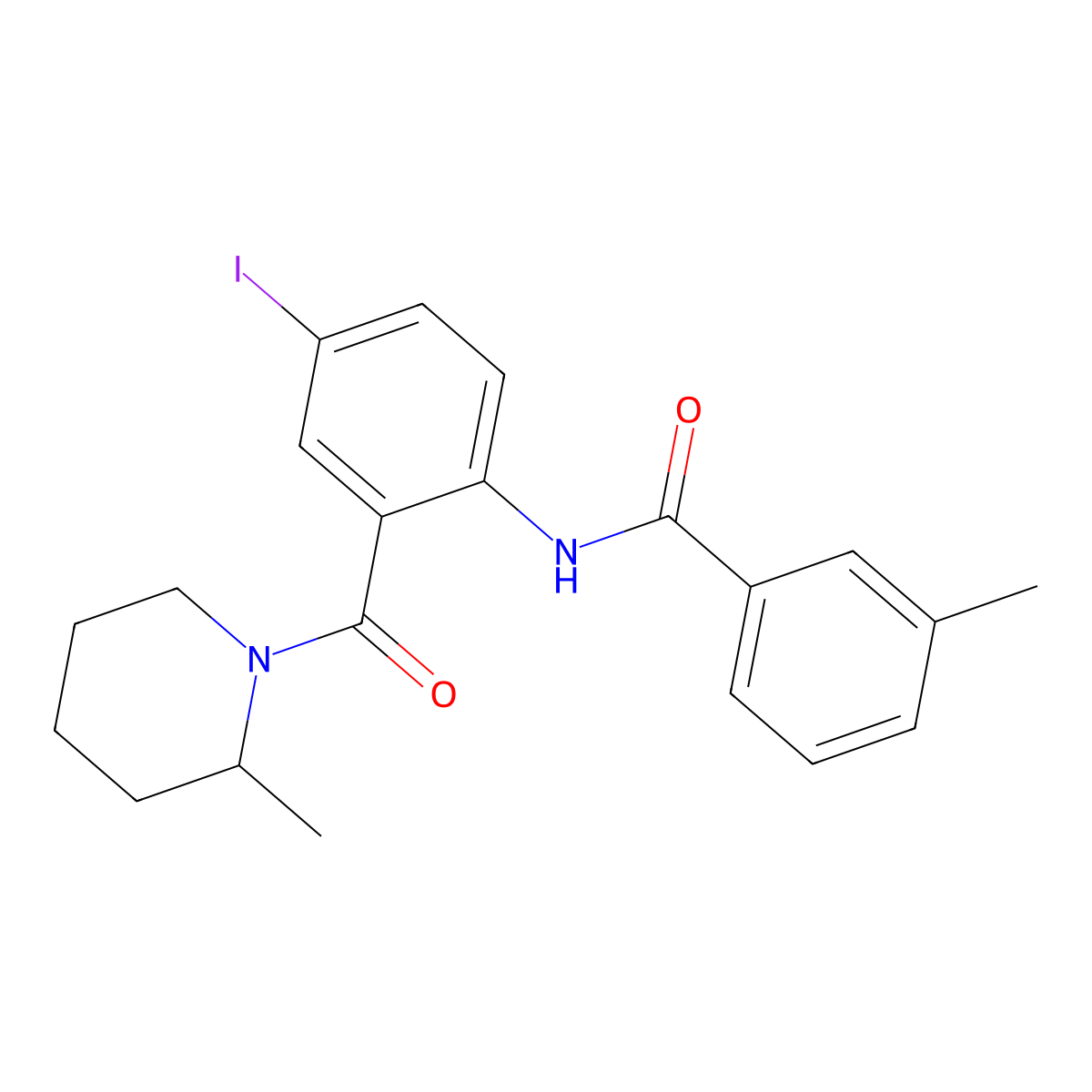 N-[4-iodo-2-(2-methylpiperidine-1-carbonyl)phenyl]-3-methylbenzamide molecular structure, CAS 499198-78-6