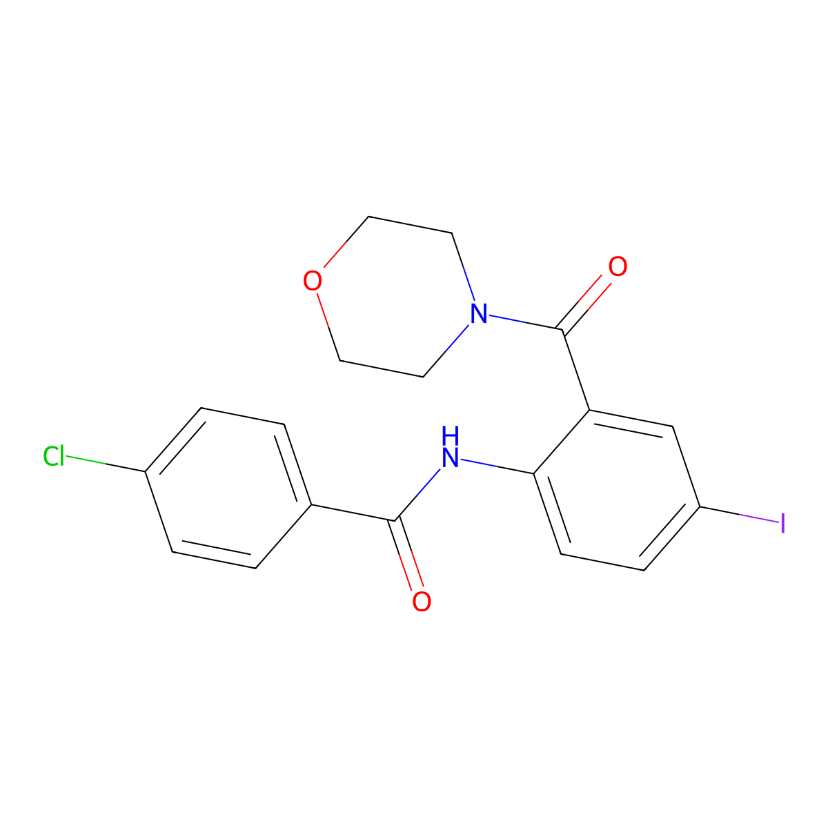 4-chloro-N-[4-iodo-2-(morpholine-4-carbonyl)phenyl]benzamide molecular structure, CAS 499198-81-1