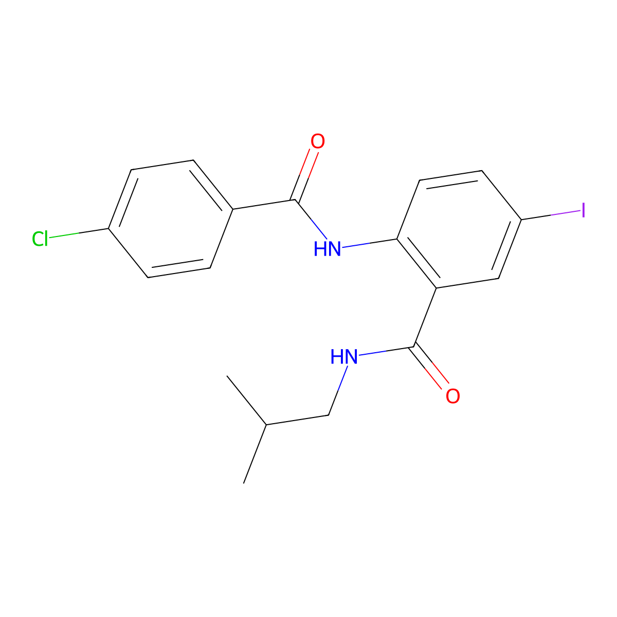 2-[(4-chlorobenzoyl)amino]-5-iodo-N-(2-methylpropyl)benzamide molecular structure, CAS 499198-85-5
