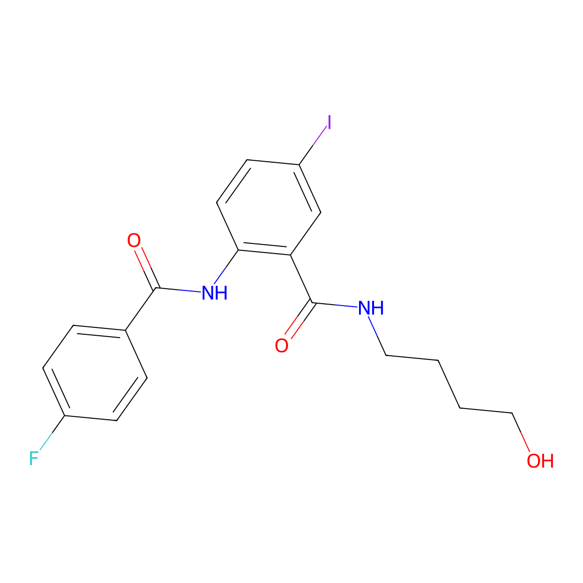 2-[(4-fluorobenzoyl)amino]-N-(4-hydroxybutyl)-5-iodobenzamide molecular structure, CAS 499198-87-7