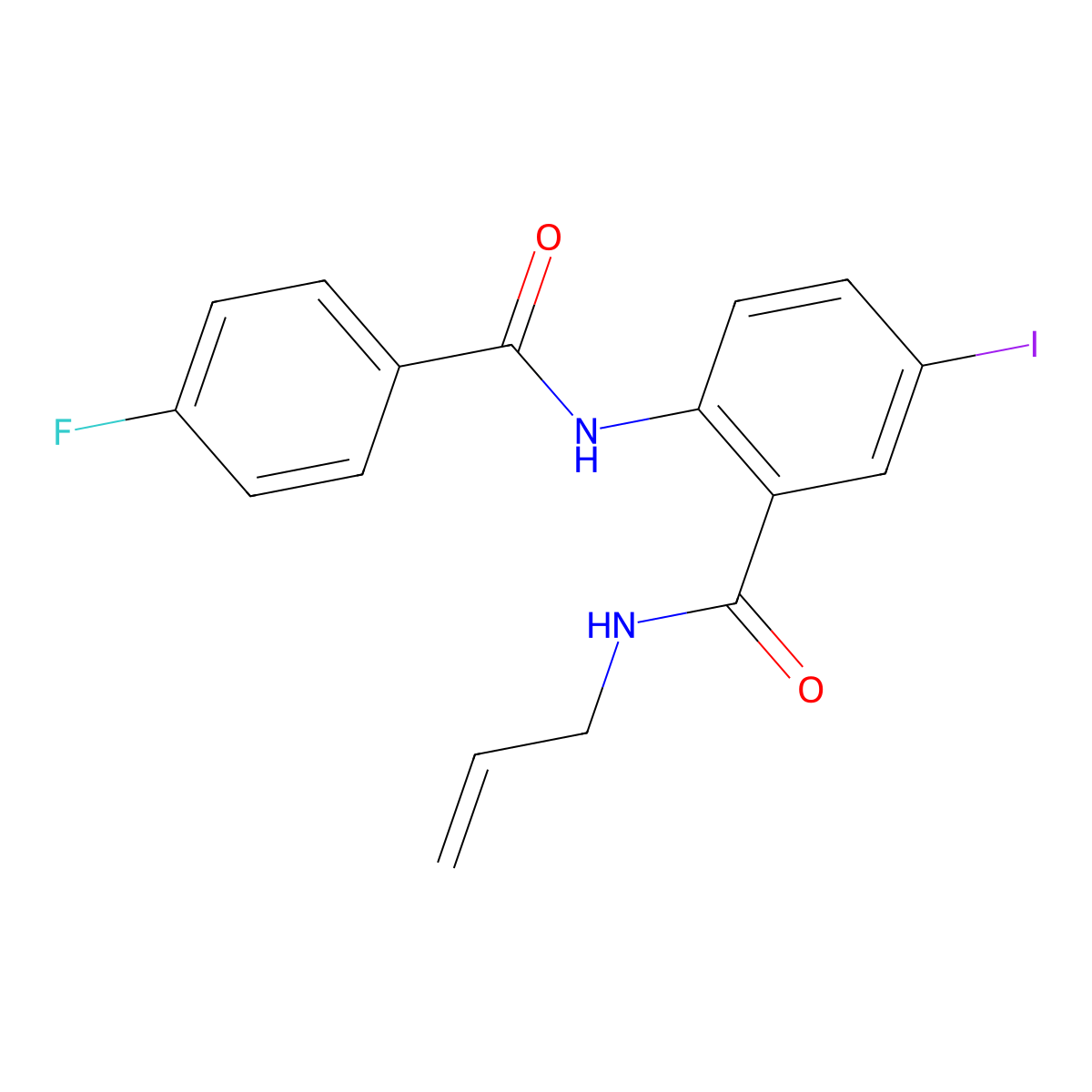 N-allyl-2-[(4-fluorobenzoyl)amino]-5-iodobenzamide molecular structure, CAS 499198-88-8