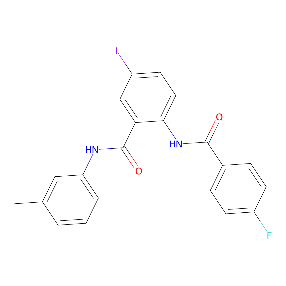 2-[(4-fluorobenzoyl)amino]-5-iodo-N-(3-methylphenyl)benzamide molecular structure, CAS 499198-89-9