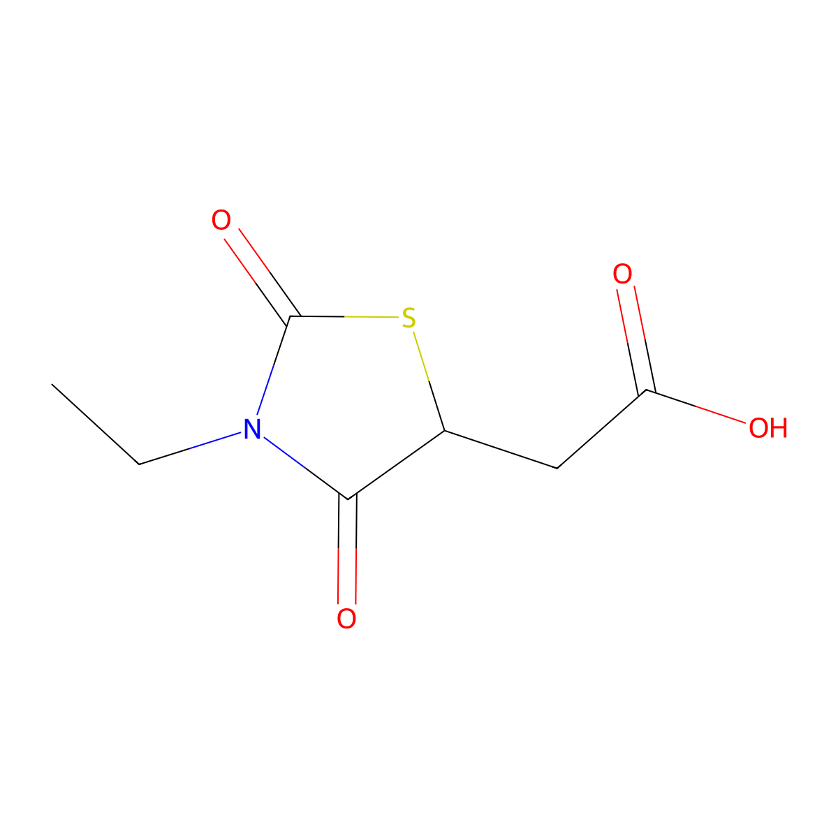 (3-Ethyl-2,4-dioxo-thiazolidin-5-yl)-acetic acid molecular structure, CAS 499199-10-9