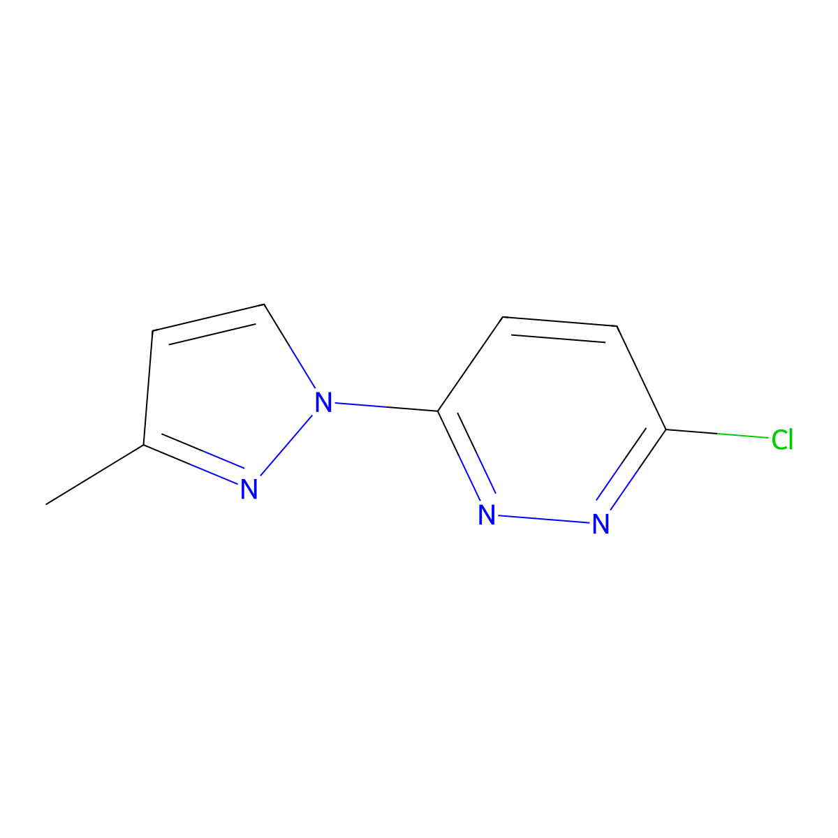 3-chloro-6-(3-methyl-1H-pyrazol-1-yl)pyridazine molecular structure, CAS 499200-92-9