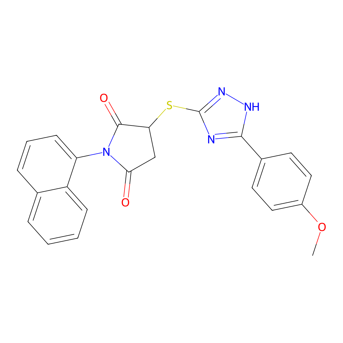 3-{[5-(4-methoxyphenyl)-4H-1,2,4-triazol-3-yl]sulfanyl}-1-(naphthalen-1-yl)pyrrolidine-2,5-dione molecular structure, CAS 499208-48-9