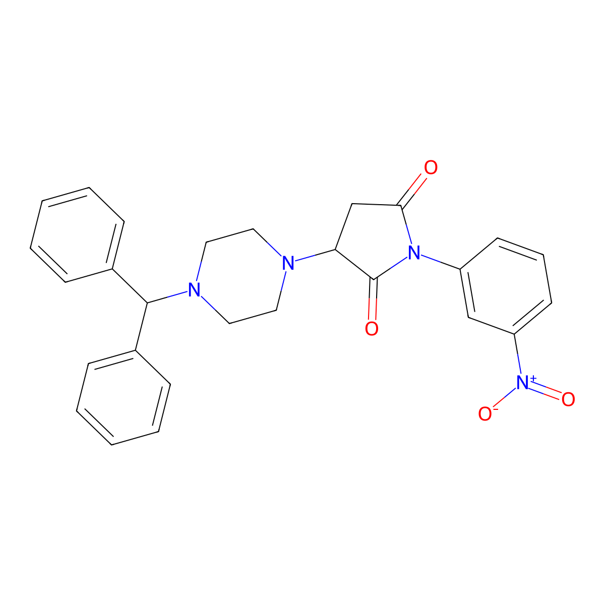 3-(4-Benzhydrylpiperazin-1-yl)-1-(3-nitrophenyl)pyrrolidine-2,5-dione molecular structure, CAS 499209-07-3