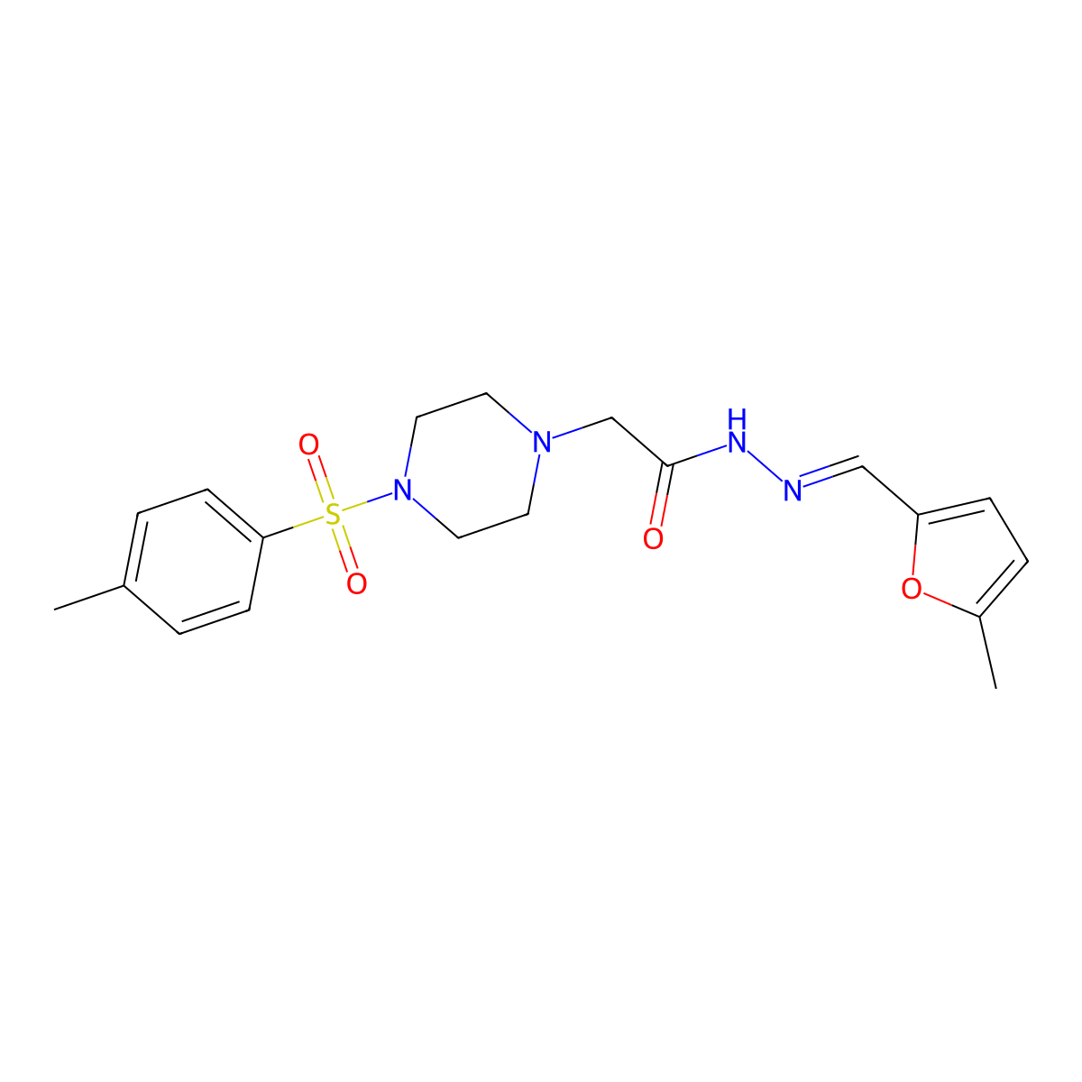 4-[(4-Methylphenyl)sulfonyl]-1-piperazineacetic acid 2-[(5-methyl-2-furanyl)methylene]hydrazide molecular structure, CAS 499209-20-0